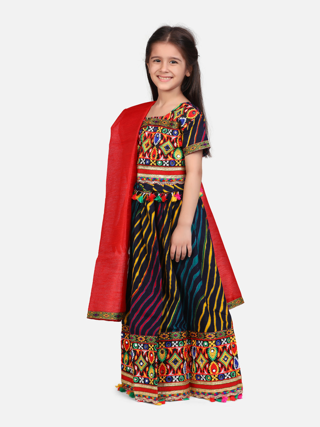 BownBee Leheriya Half Sleeve Chaniya Choli- Multi