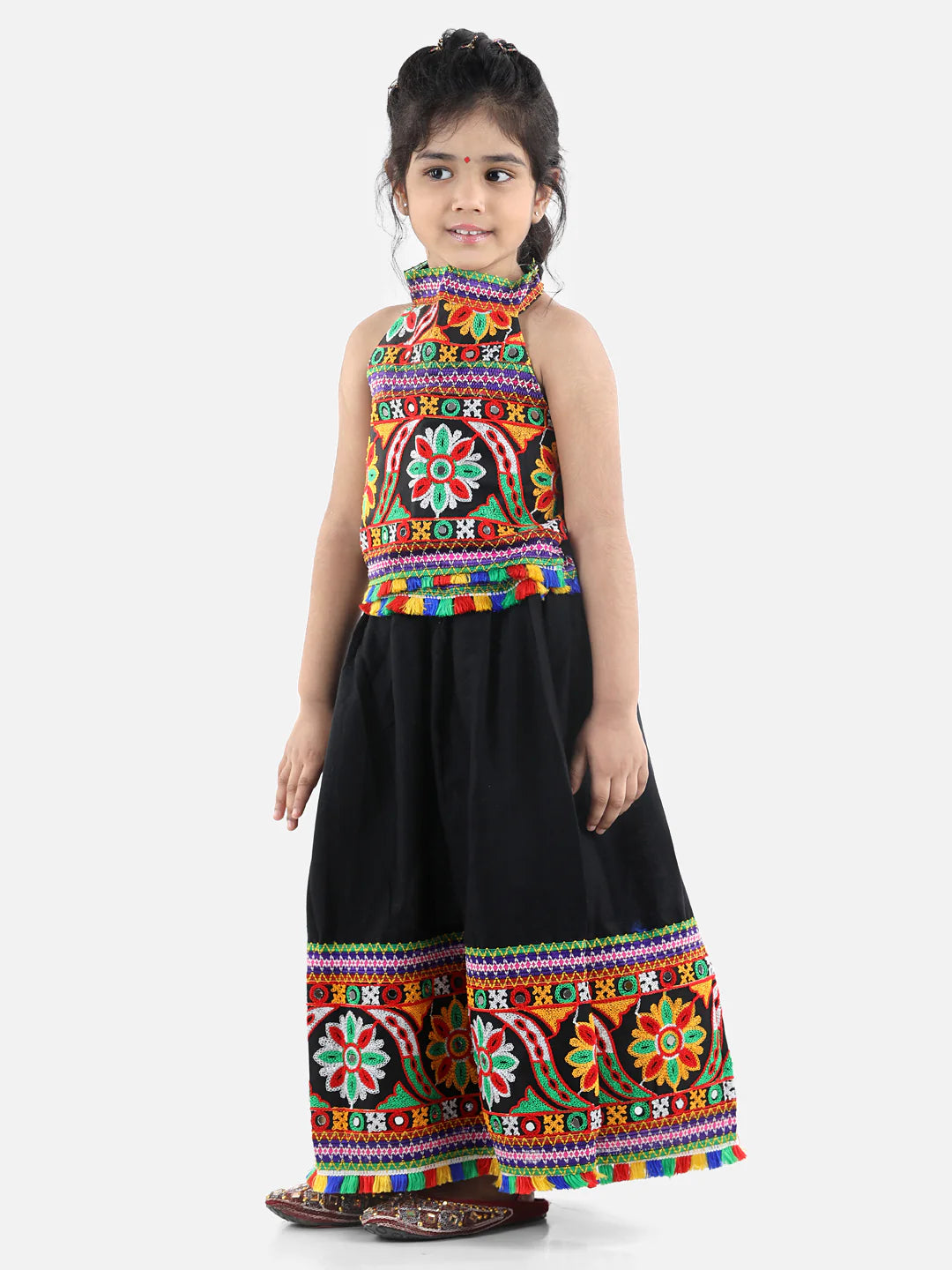 BownBee Kids Girls Navratri Dandiya  Garba Bandhani halter neck chaniya choli