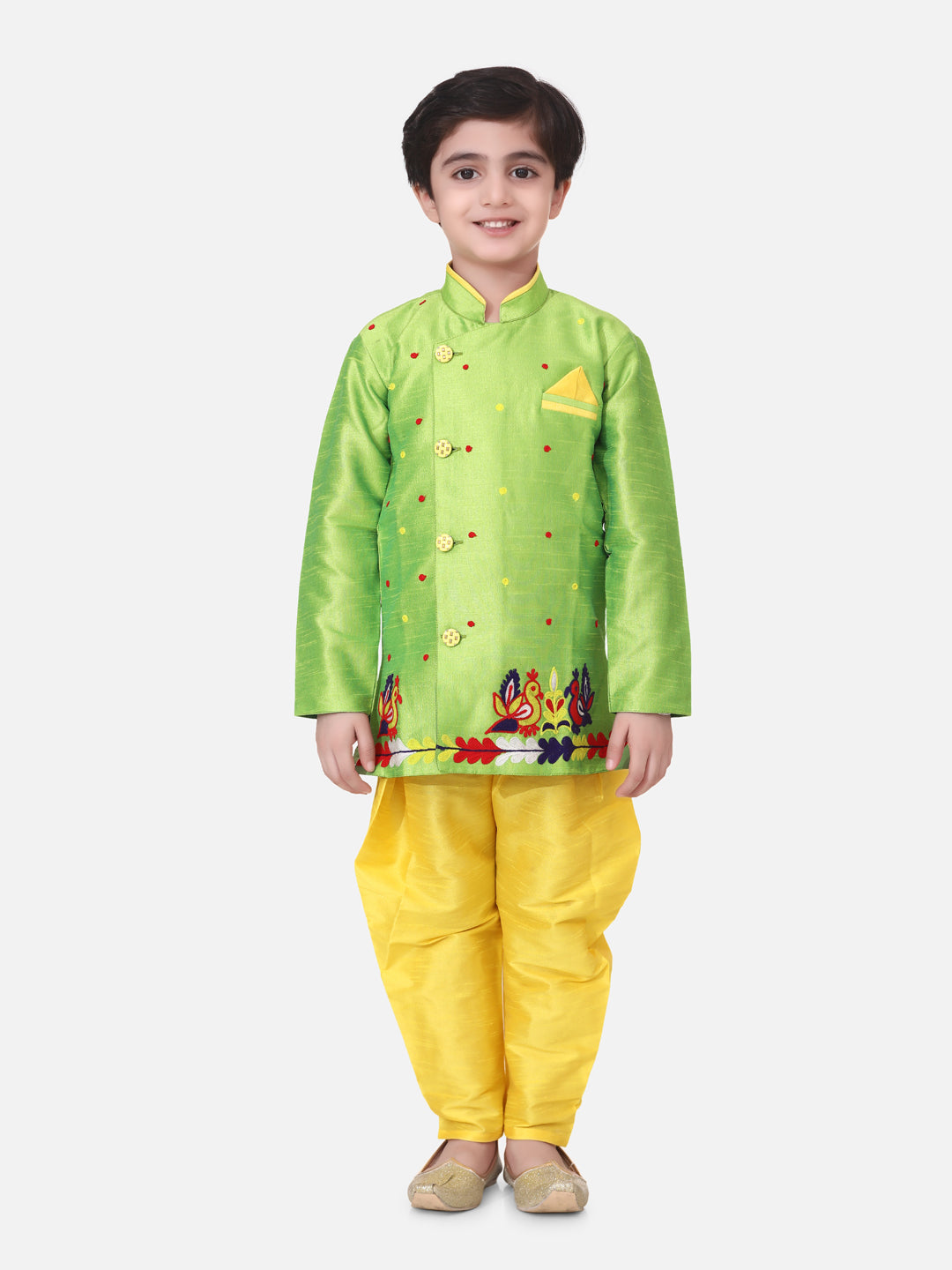 BownBee Boys Hand EmbroideRed Mor Sherwani - Green