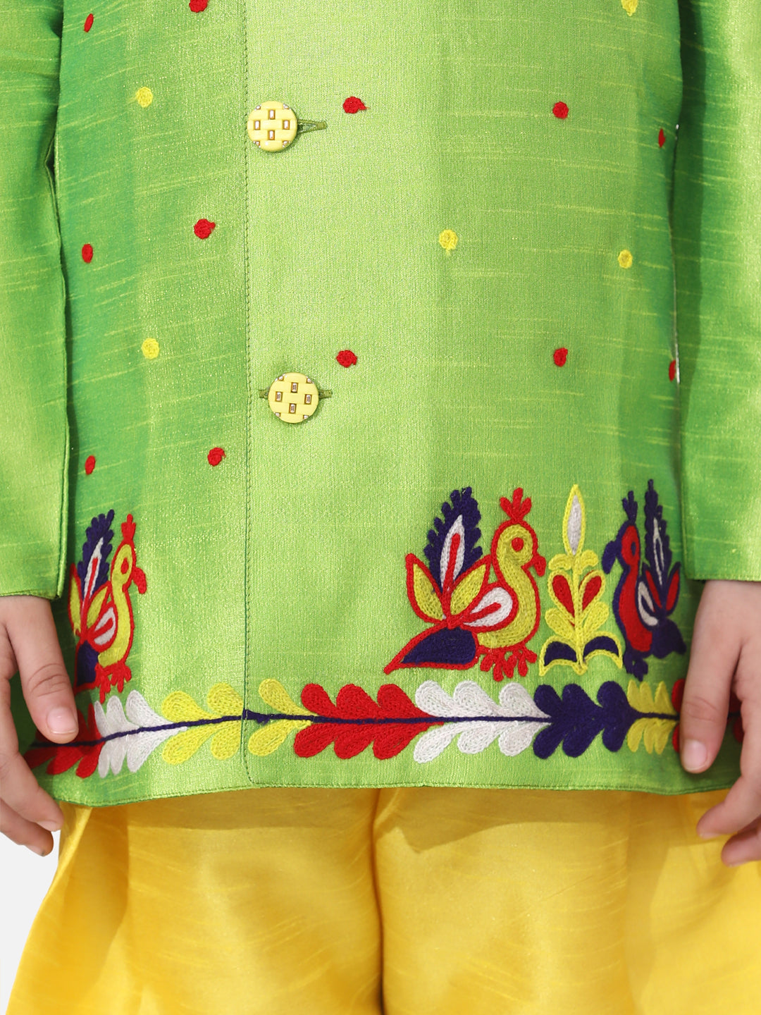 BownBee Boys Hand EmbroideRed Mor Sherwani - Green