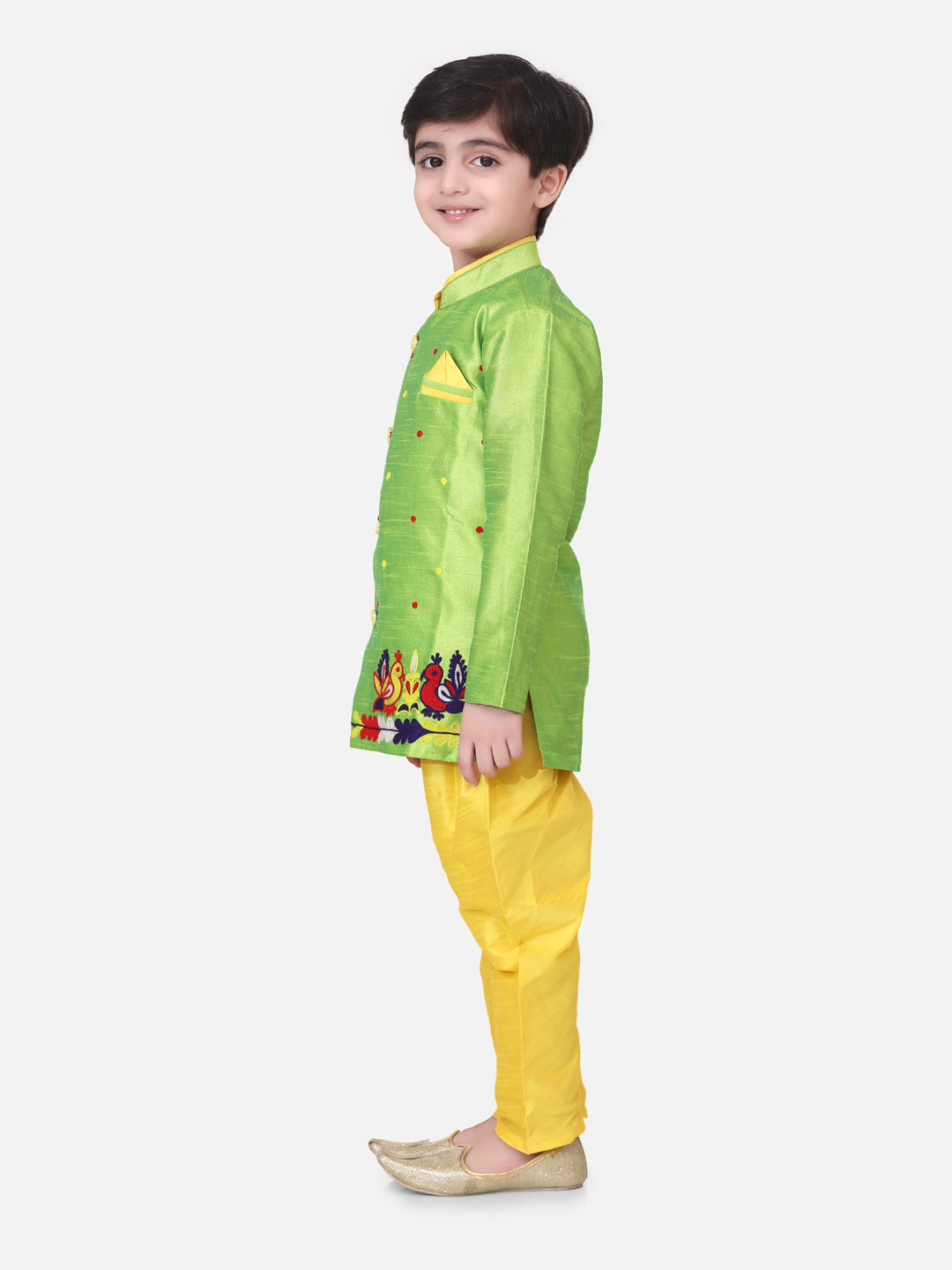 BownBee Boys Hand EmbroideRed Mor Sherwani - Green