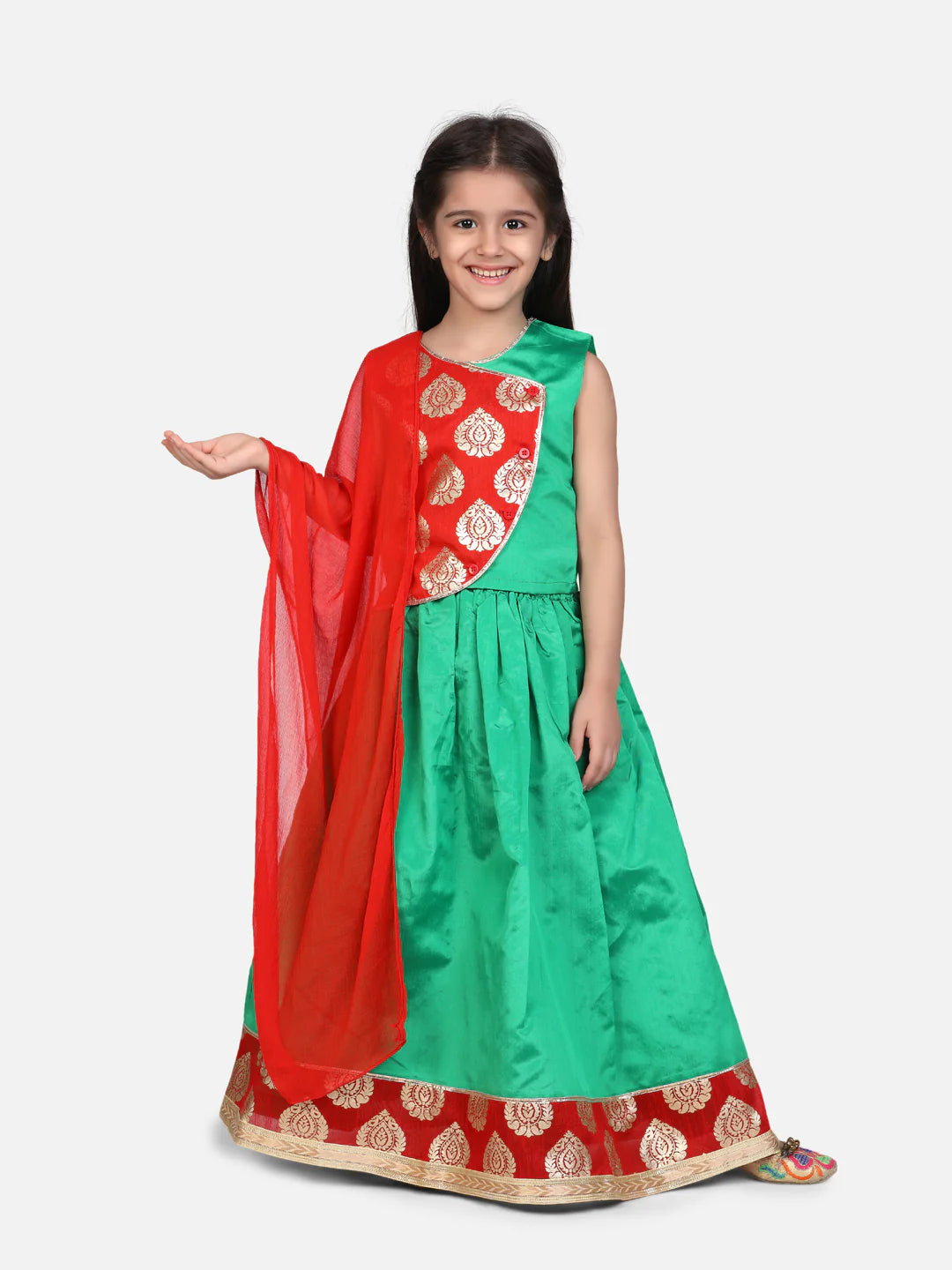 BownBee Sibling little Kanhiya suit and round panel printed Lehenga with Dupatta