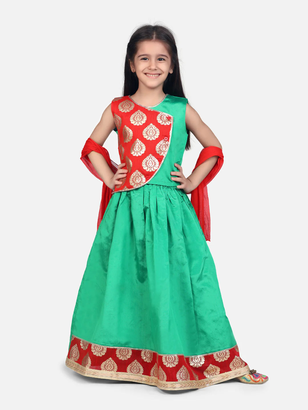 BownBee Sibling little Kanhiya suit and round panel printed Lehenga with Dupatta