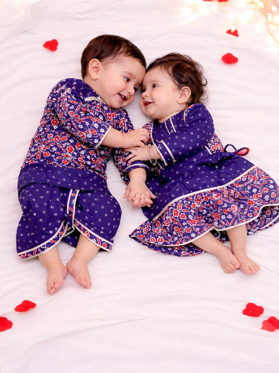 BownBee Festive Lehenga Choli & Dhoti Kurta Sibling Set