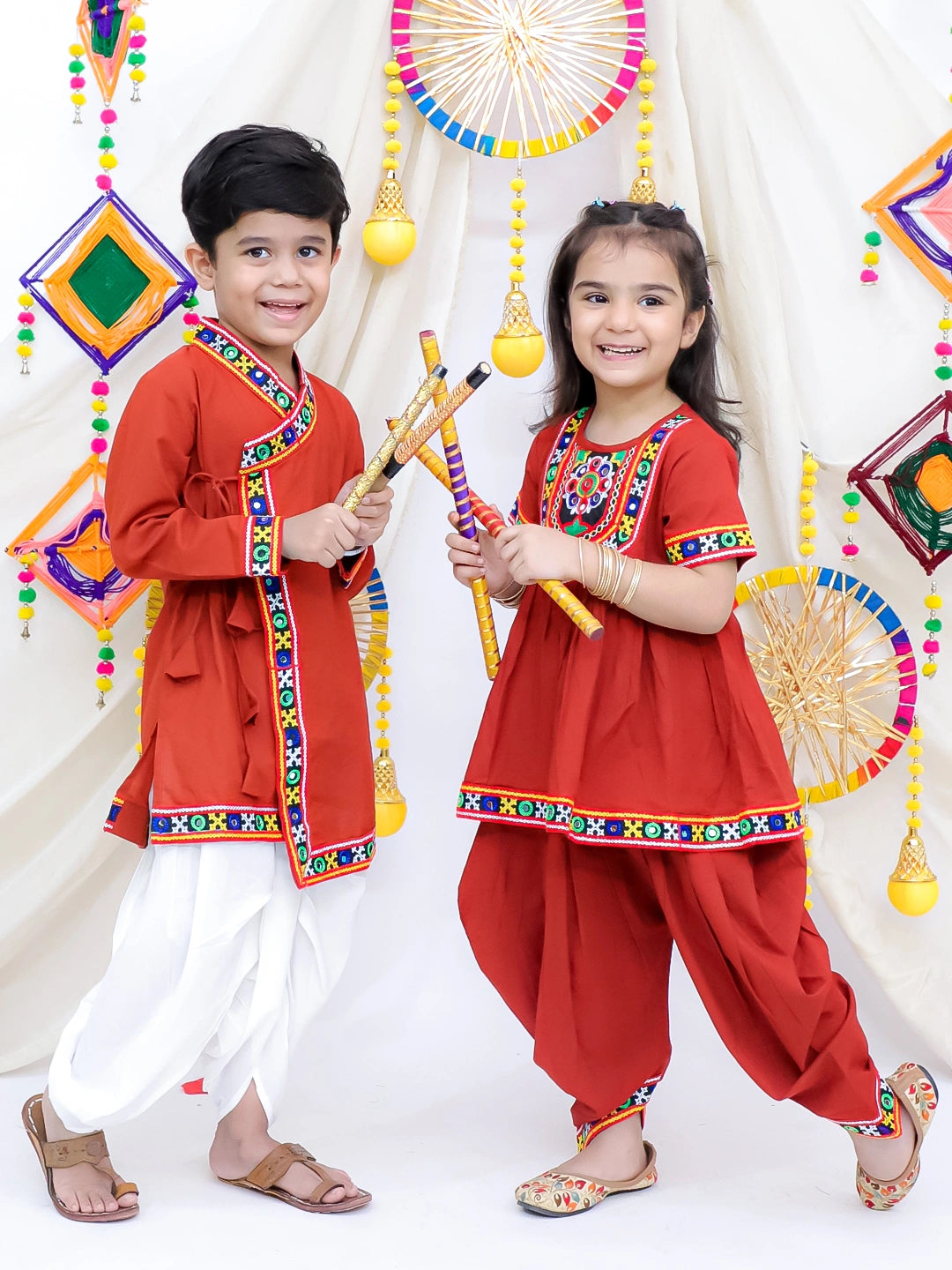 BownBee Pure Cotton Dhoti Kurta & Top Dhoti Sibling Set