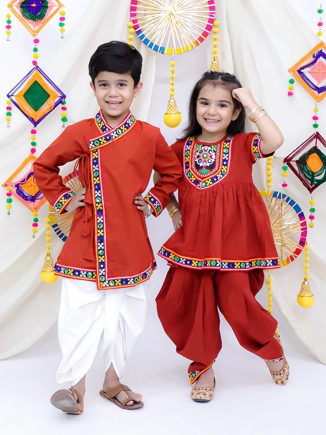 BownBee Pure Cotton Dhoti Kurta & Top Dhoti Sibling Set