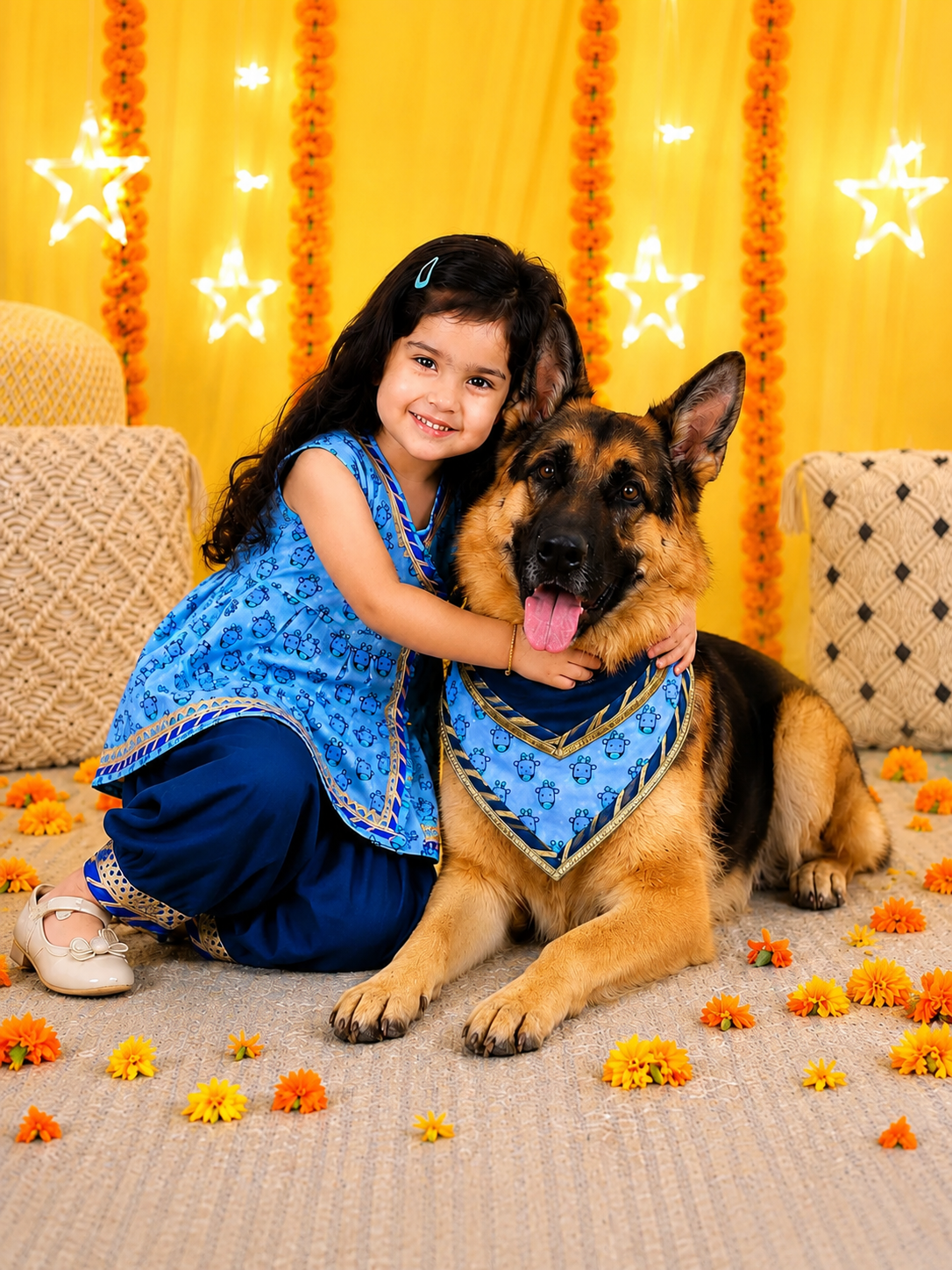 BownBee Pure Cotton Ethnic suit & Bandana Set Combo
