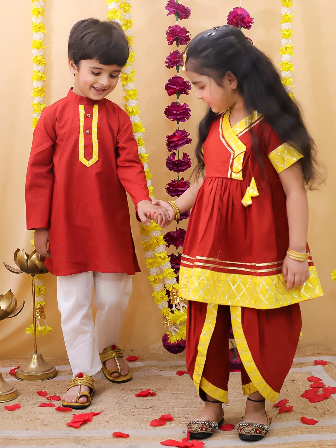 BownBee Cotton Kurta Pajama & Ethnic Suit  Sibling Set