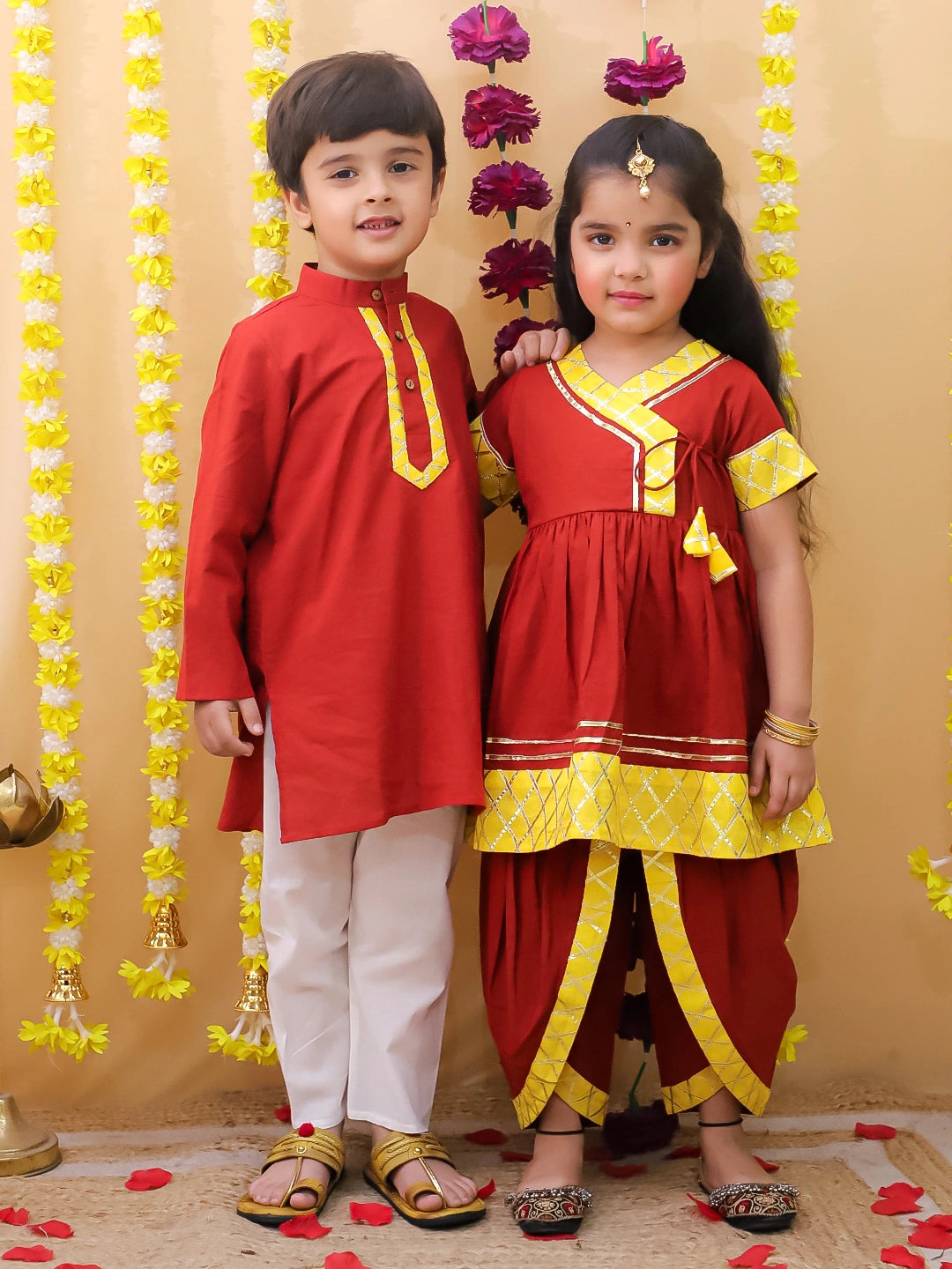 BownBee Cotton Kurta Pajama & Ethnic Suit  Sibling Set