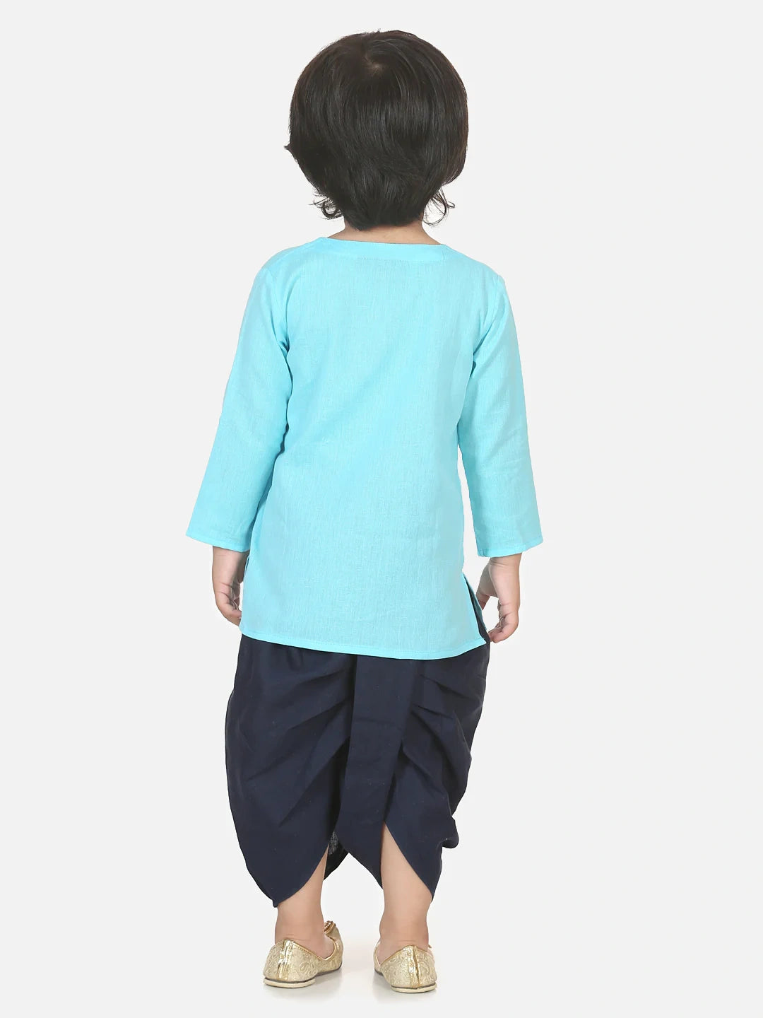 BownBee Full Sleeves Horse Embroidery Kurta Dhoti Set