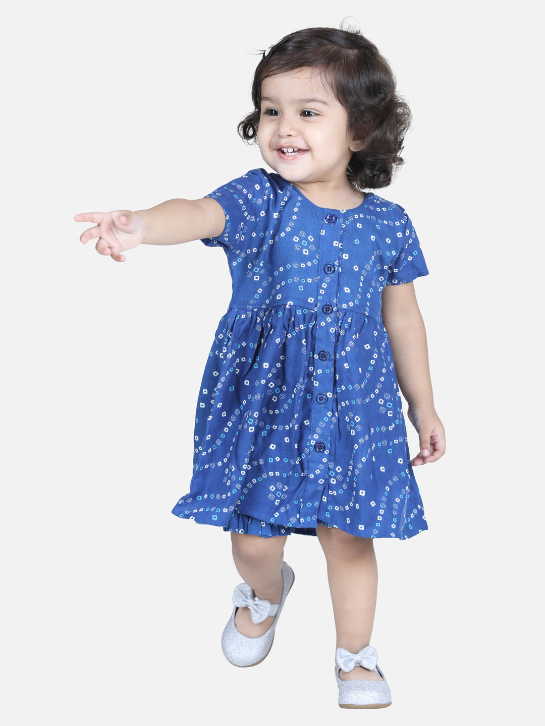 BownBee Infant Cotton Jhabla With Bloomer - Blue