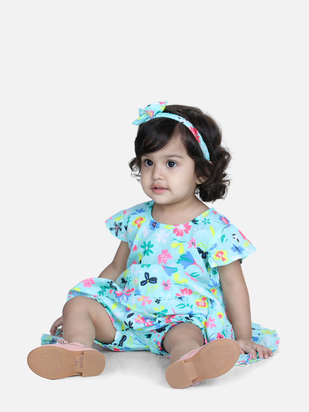 BownBee Frock Bloomer Infant Set with Hairband - Green