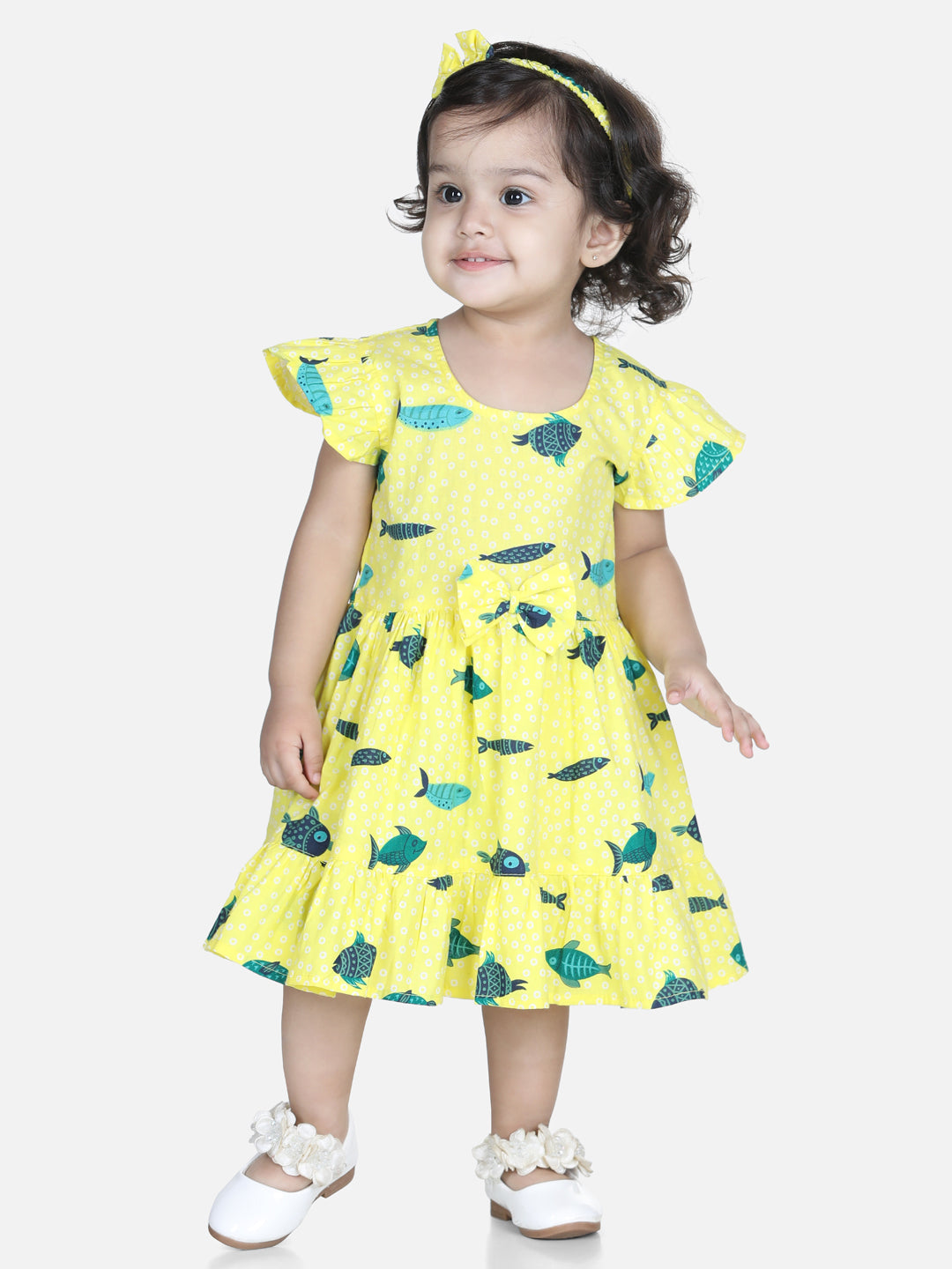 BownBee Frock Bloomer Infant Set with Hairband - Yellow