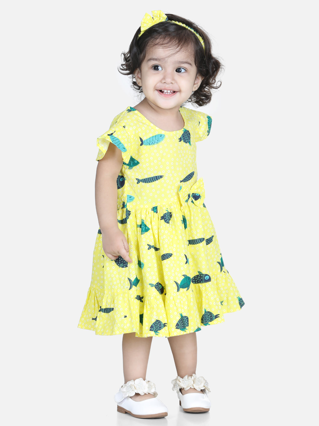 BownBee Frock Bloomer Infant Set with Hairband - Yellow