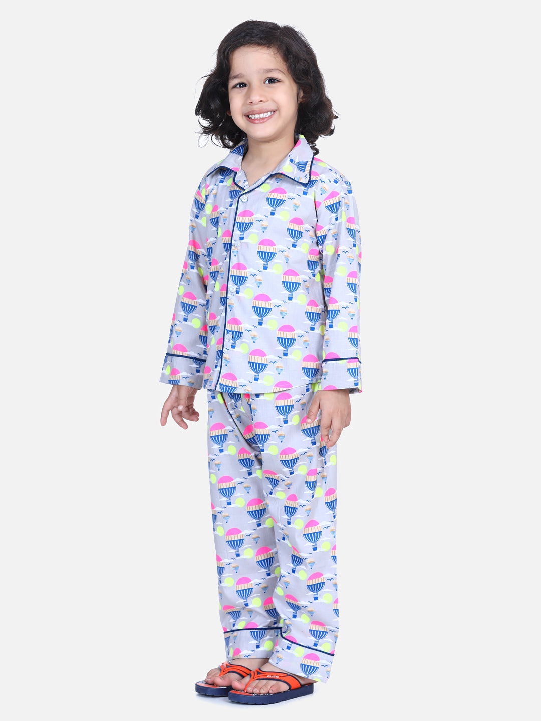 BownBee Full Sleeve Printed Boys Night Suit- Multi