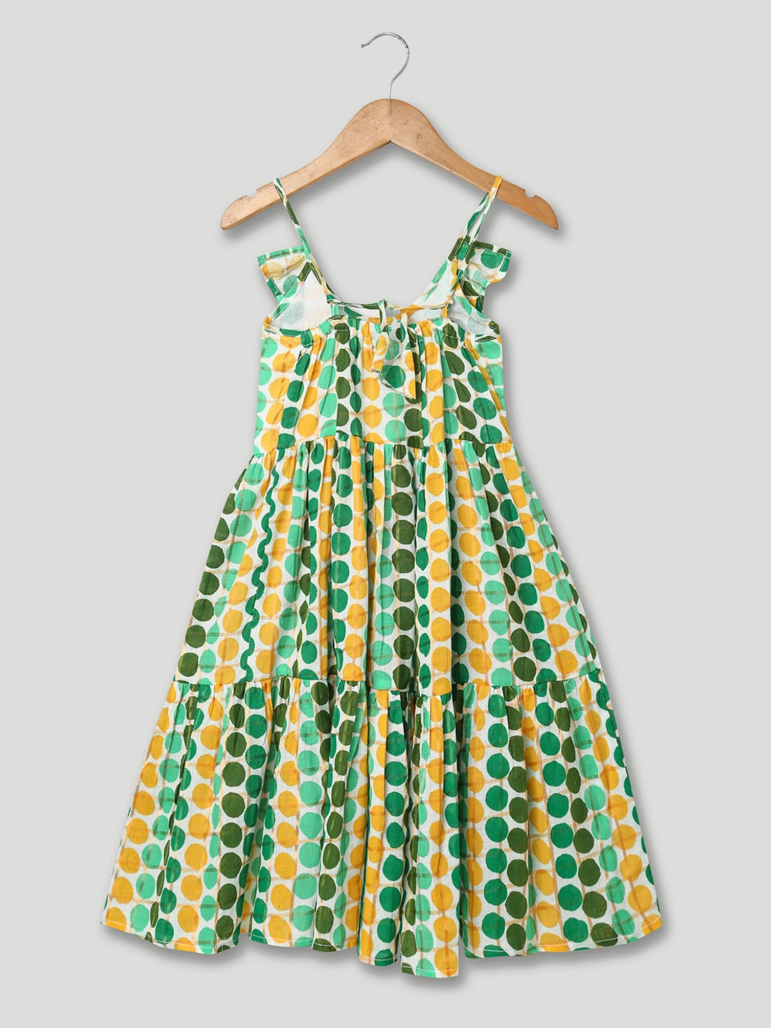 BownBee Polka Dot Tier Halter Neck Gown For Girls