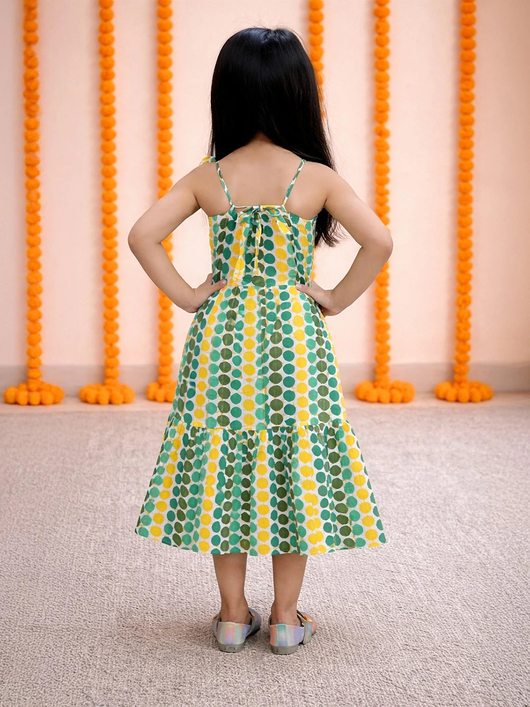 BownBee Polka Dot Tier Halter Neck Gown For Girls