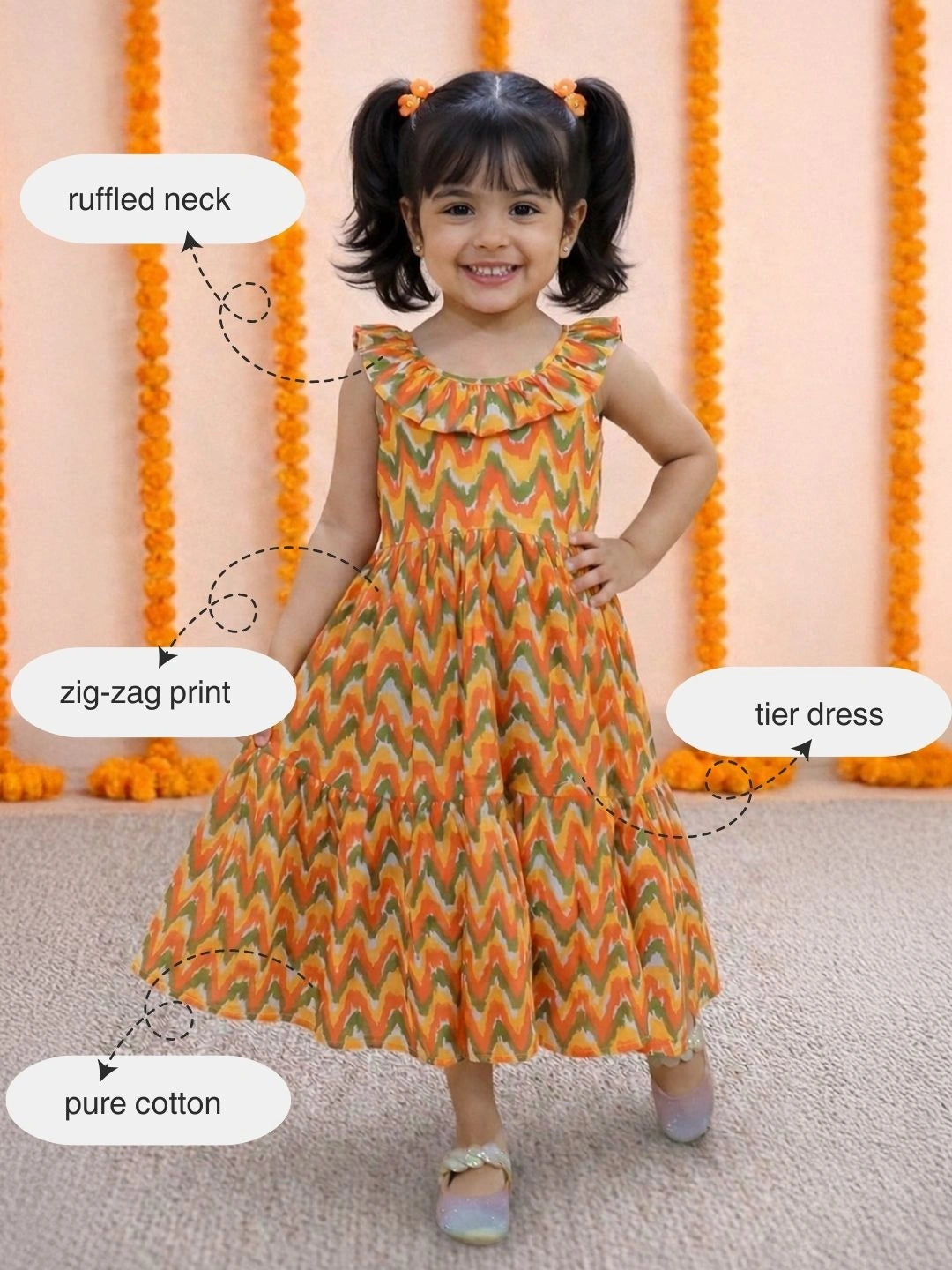 BownBee Polka Dot Tier Halter Neck Gown For Girls