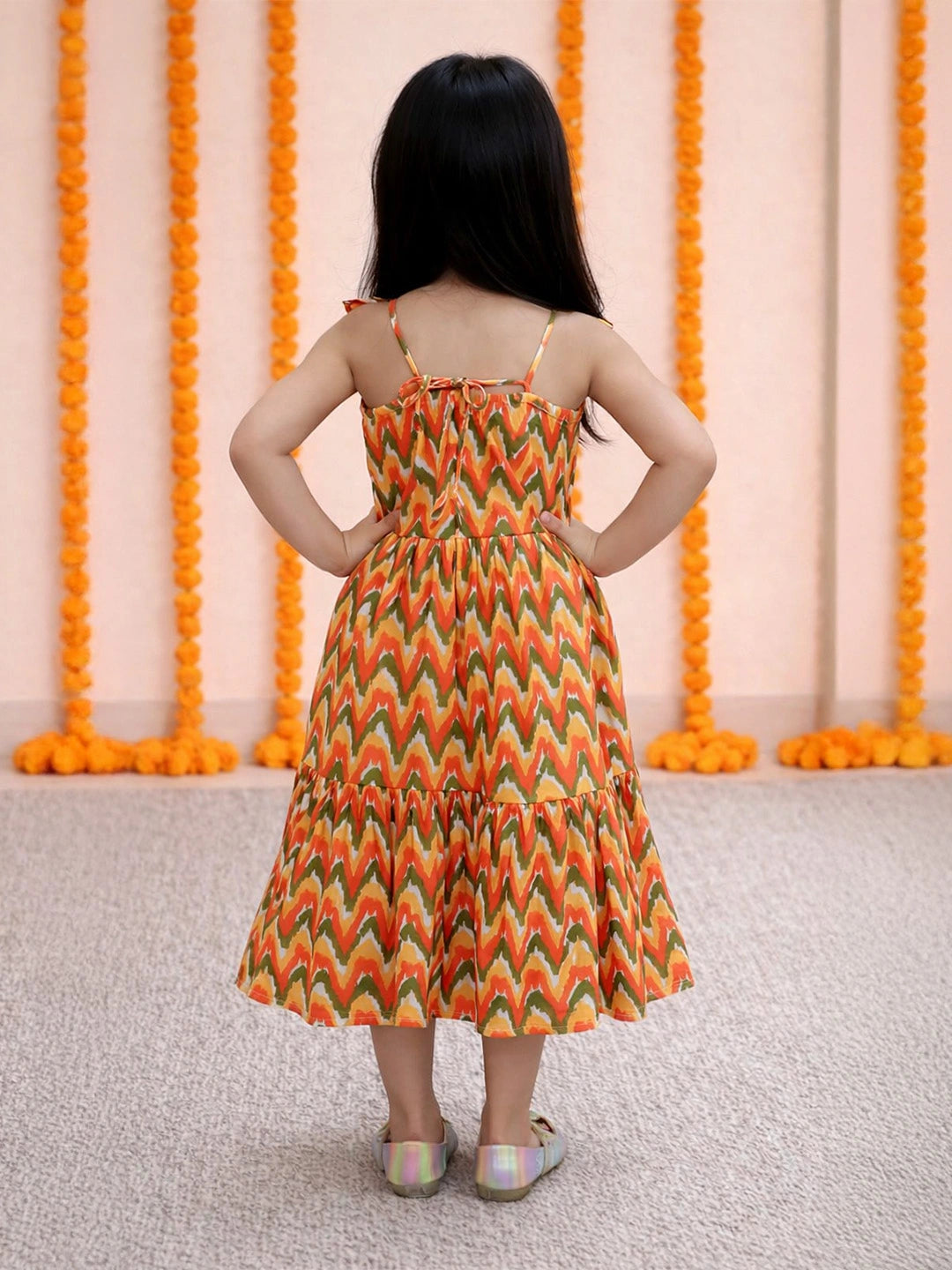 BownBee Polka Dot Tier Halter Neck Gown For Girls