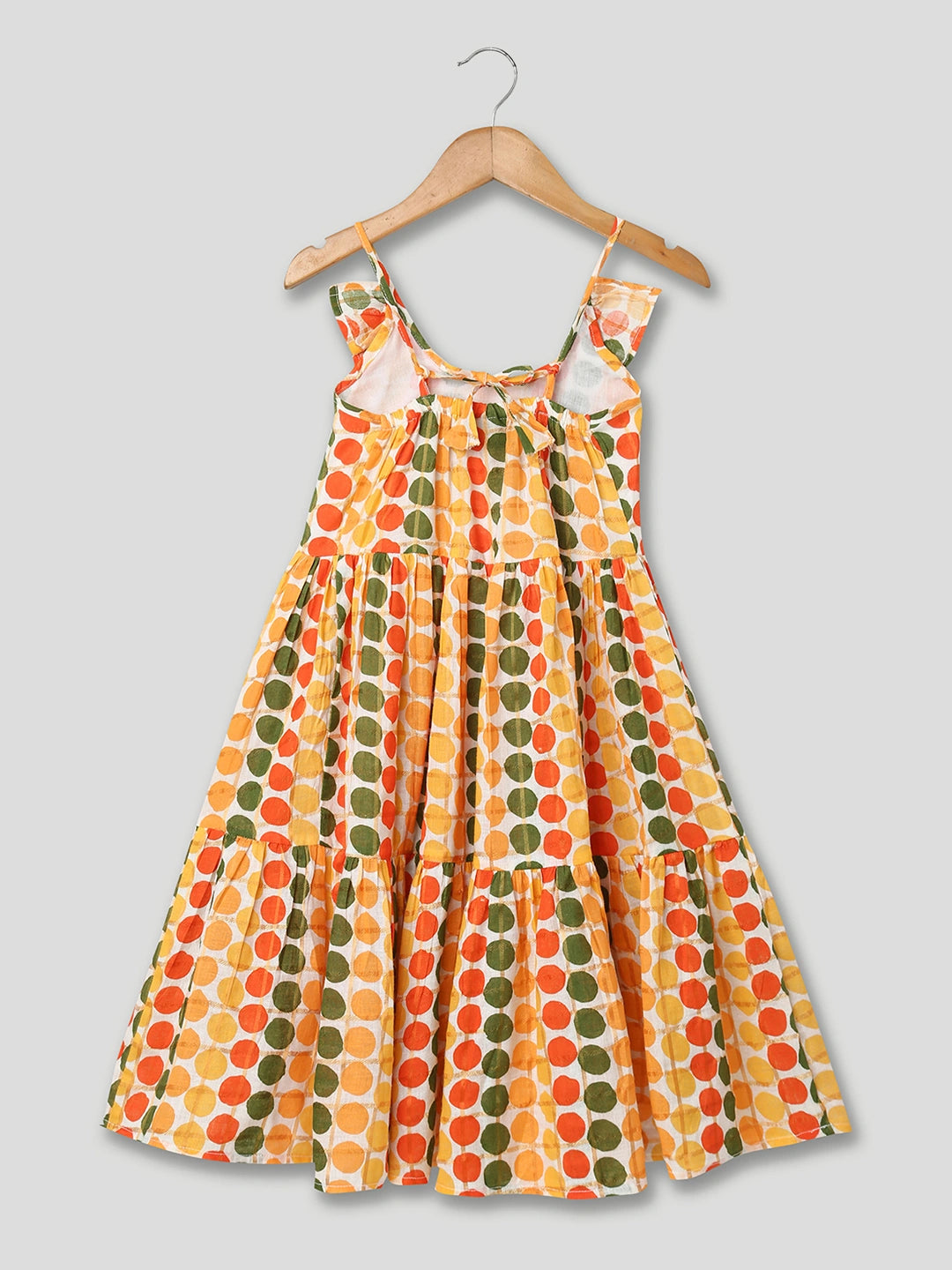 BownBee Polka Dot Tier Halter Neck Gown For Girls