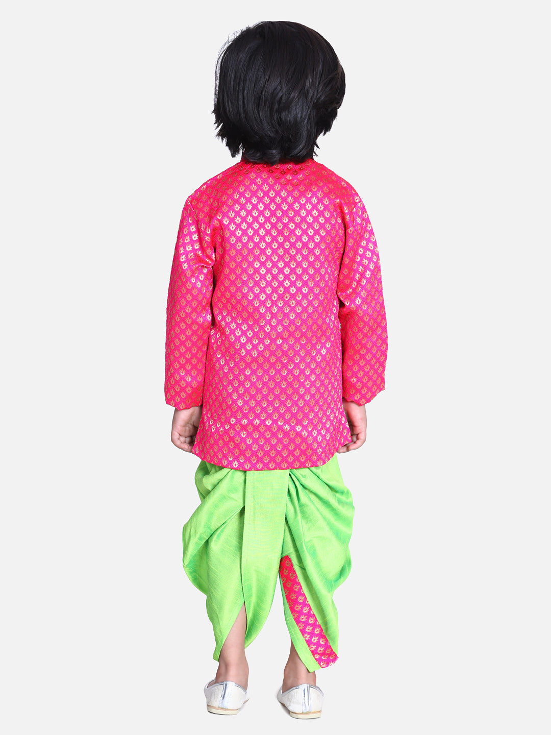 BownBee Boys Jacquard Front Open Sherwani - Pink