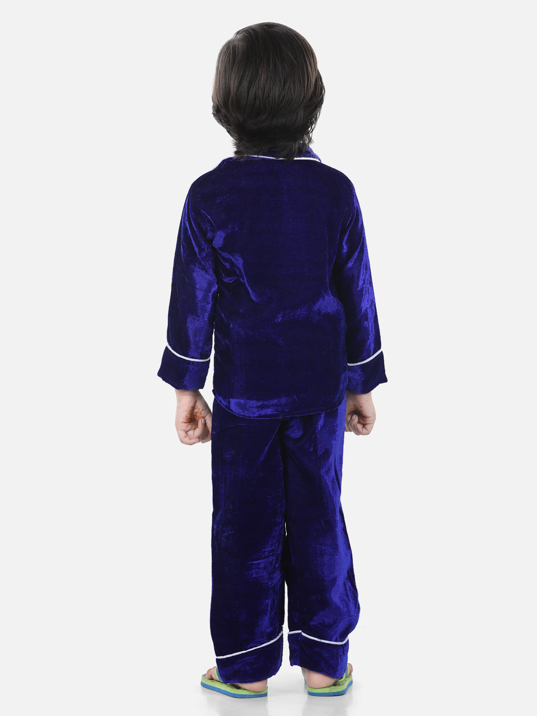 BownBee Full Sleeve Velvet UniSex Night Suit- Blue