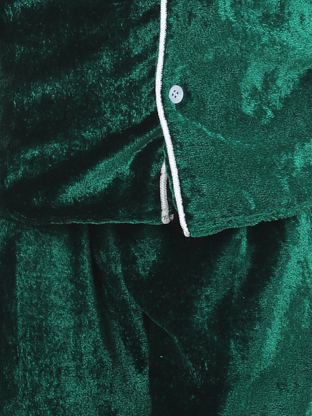 BownBee Full Sleeve Velvet UniSex Night Suit- Green