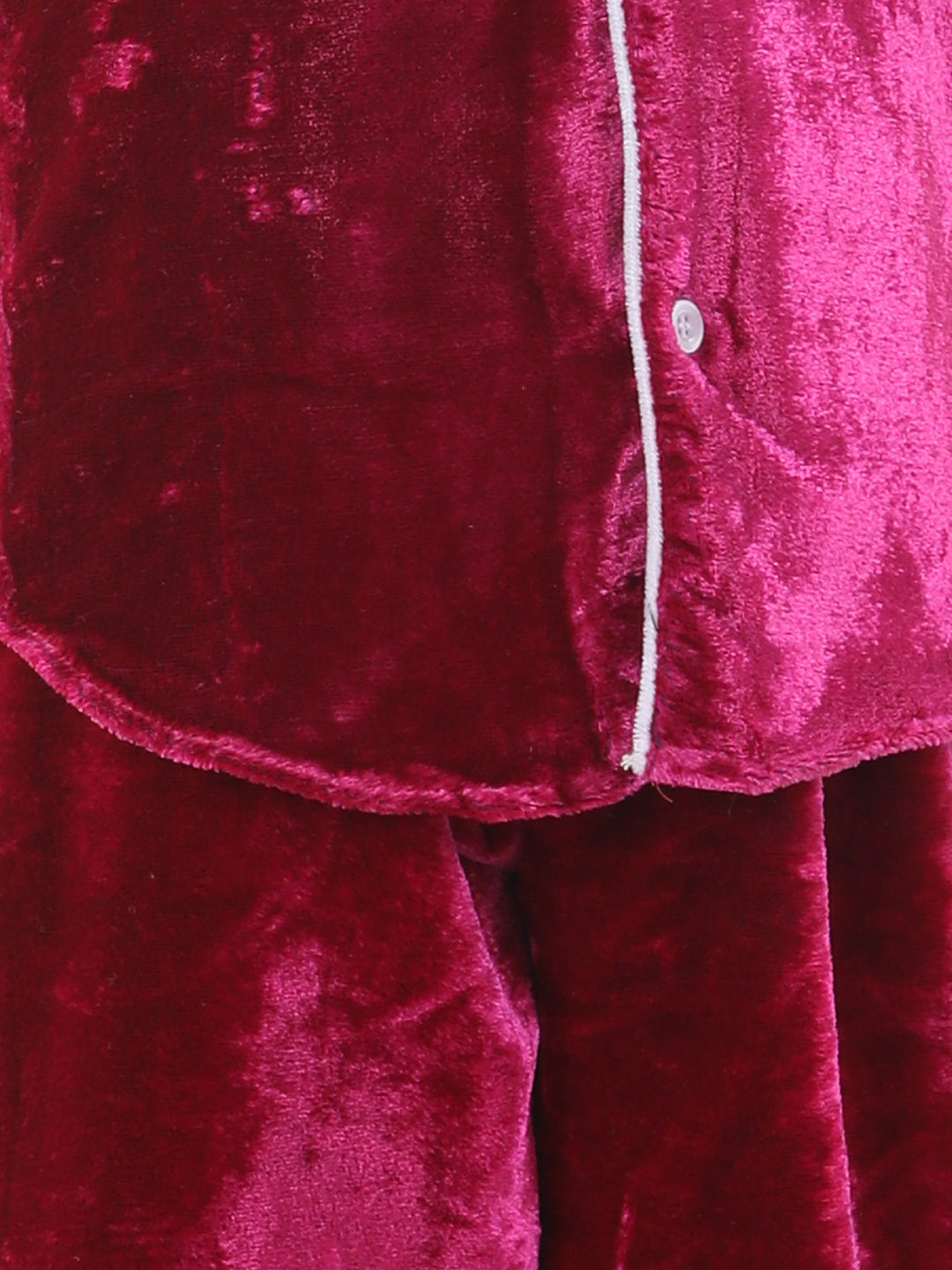 BownBee Full Sleeve Velvet UniSex Night Suit- Pink