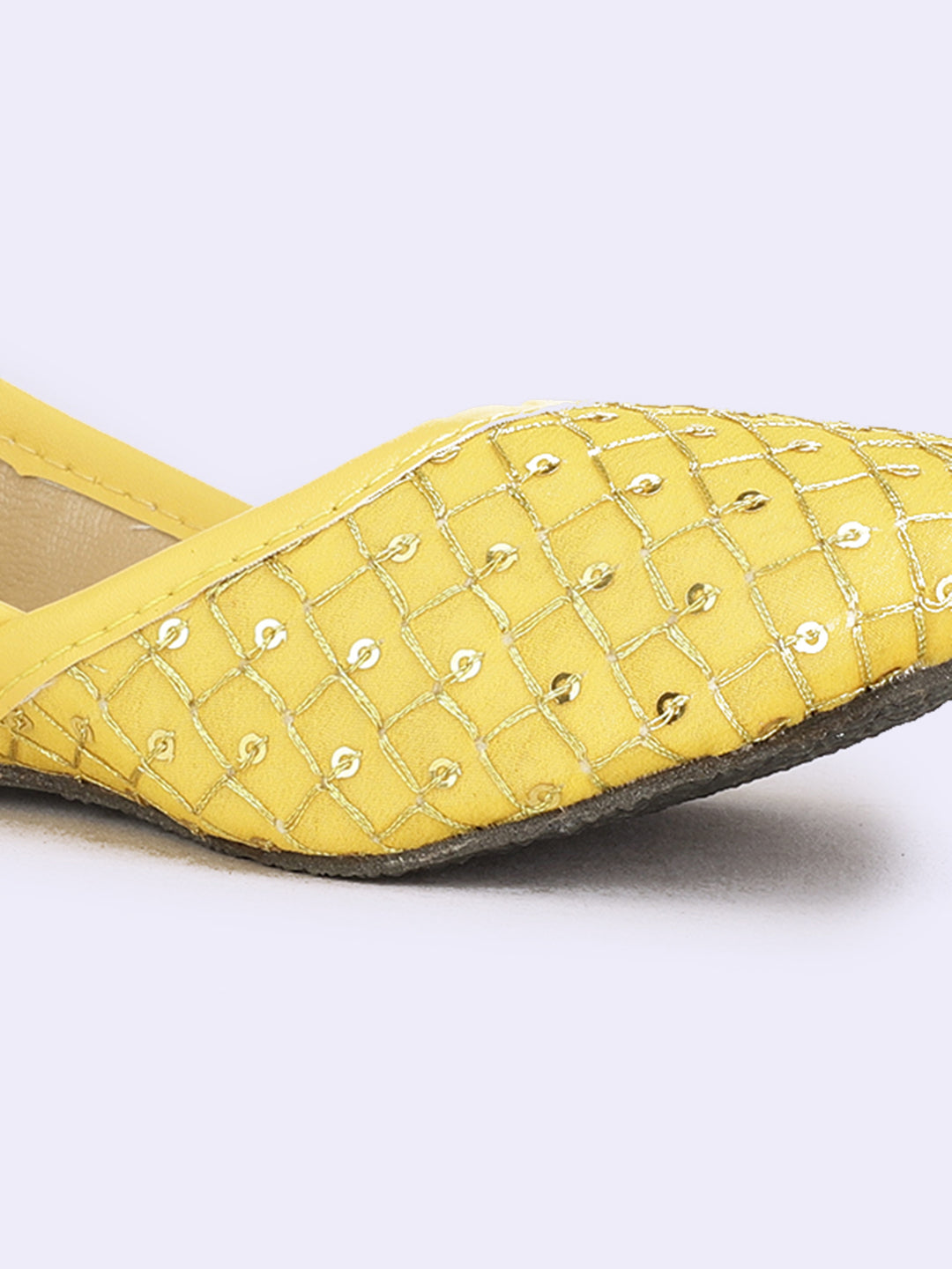 BownBee Embroidered Ethnic Juttis - Yellow