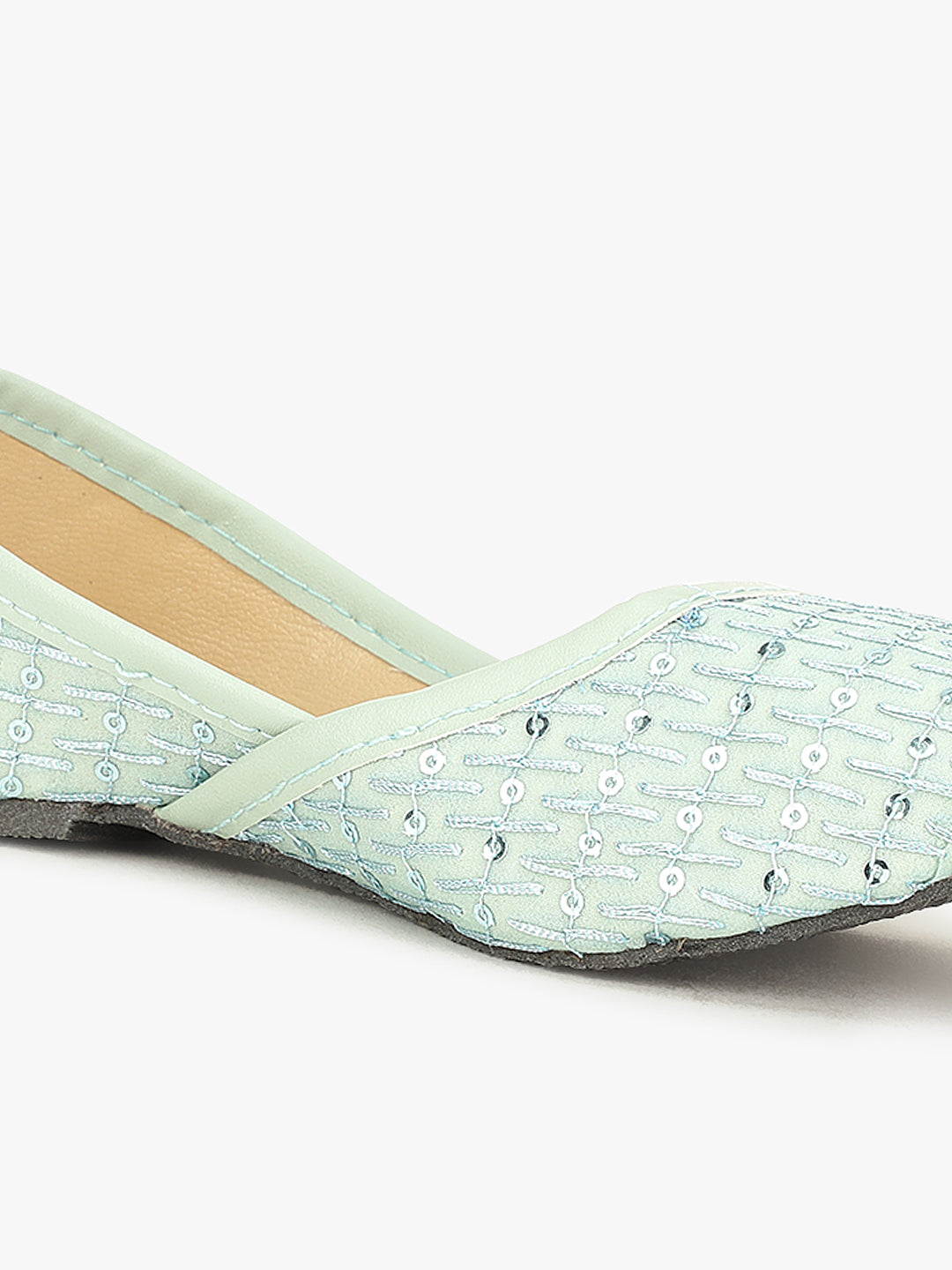 BownBee Embroidered Ethnic Juttis - Sky Blue