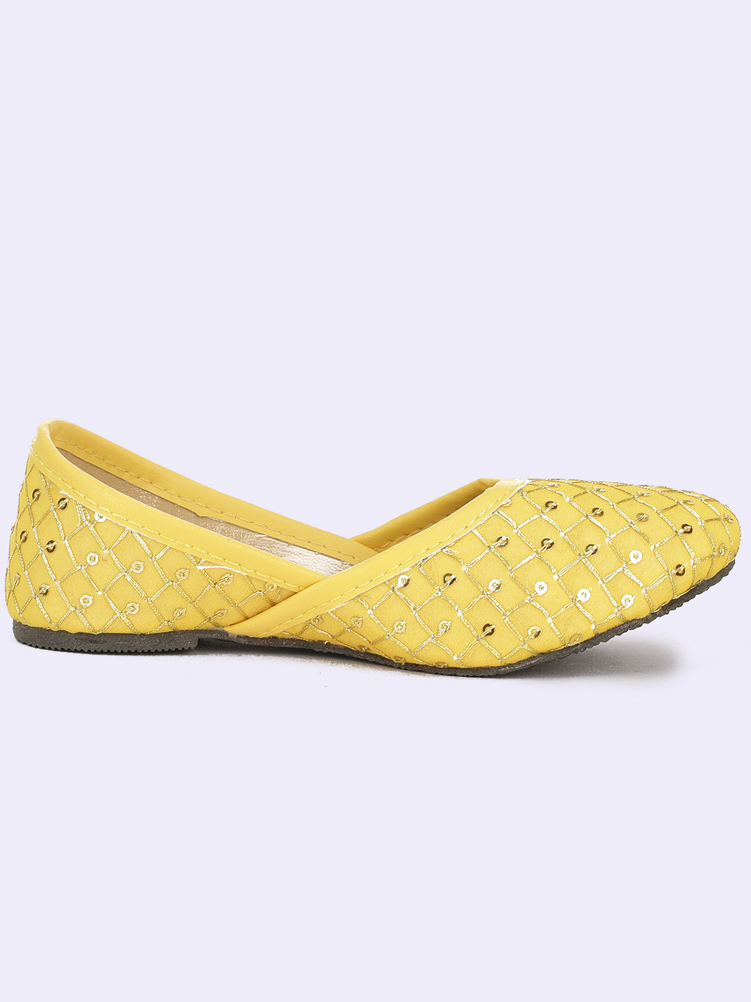 BownBee Embroidered Ethnic Juttis - Yellow