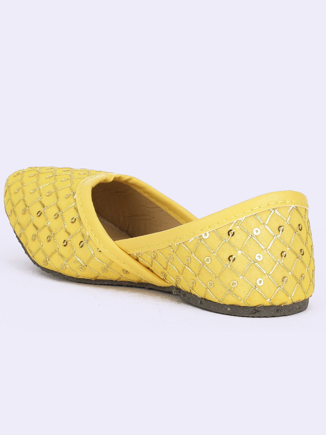 BownBee Embroidered Ethnic Juttis - Yellow