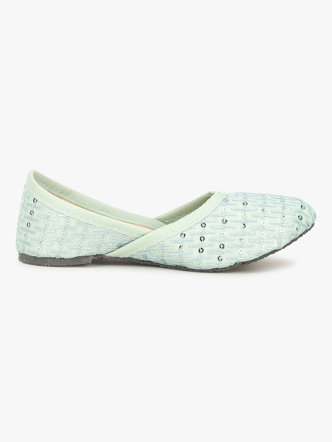BownBee Embroidered Ethnic Juttis - Sky Blue