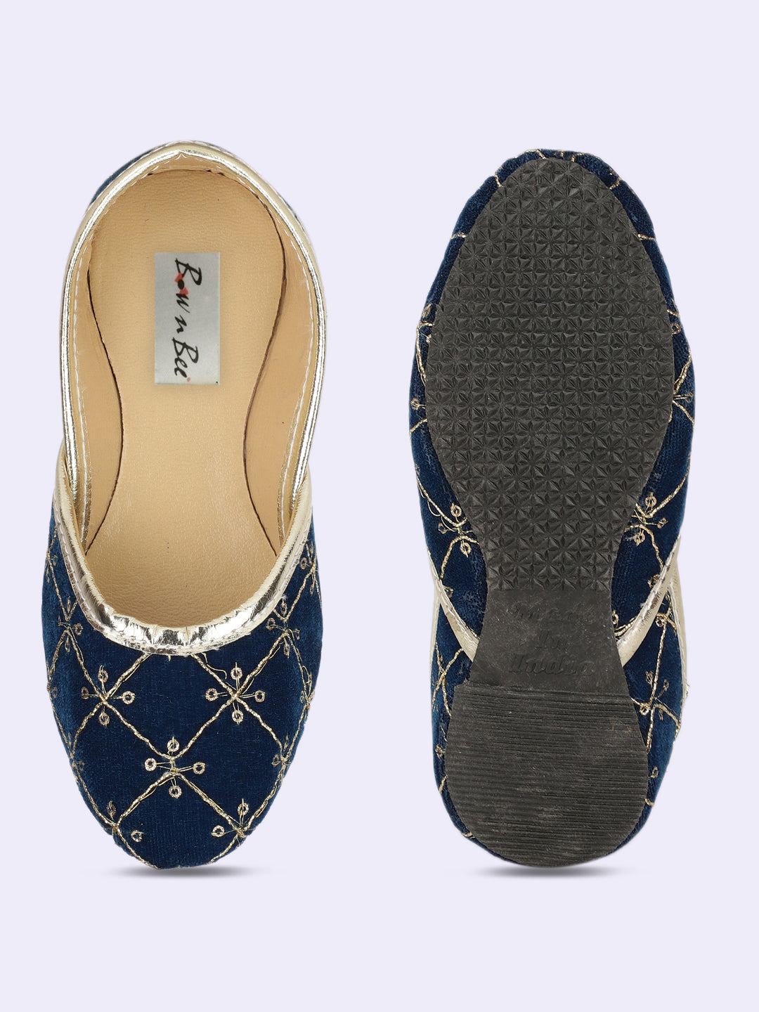 BownBee Embroidered Ethnic Juttis - Blue