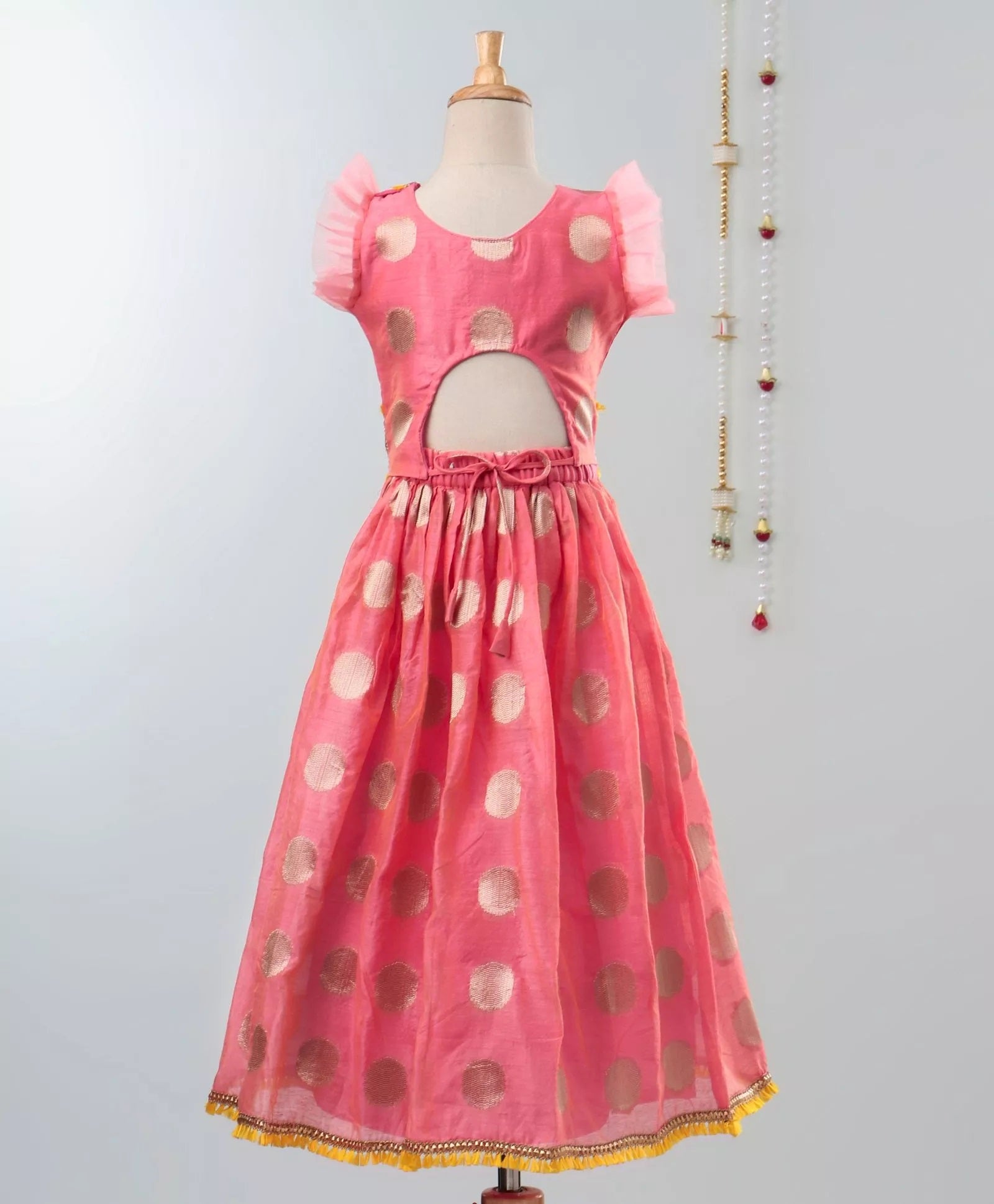 Chanderi Brocade Lehenga Choli For Girls-Pink - BownBee - Creating Special Moments