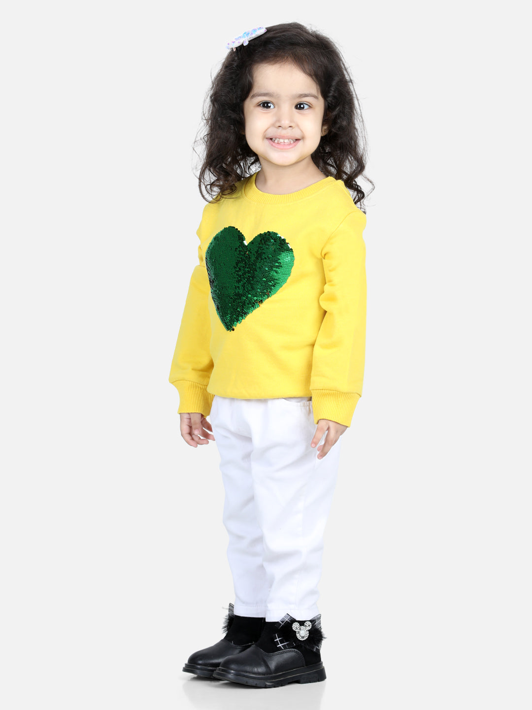 BownBee Full Sleeve Sweatshirt for Girls- Yellow