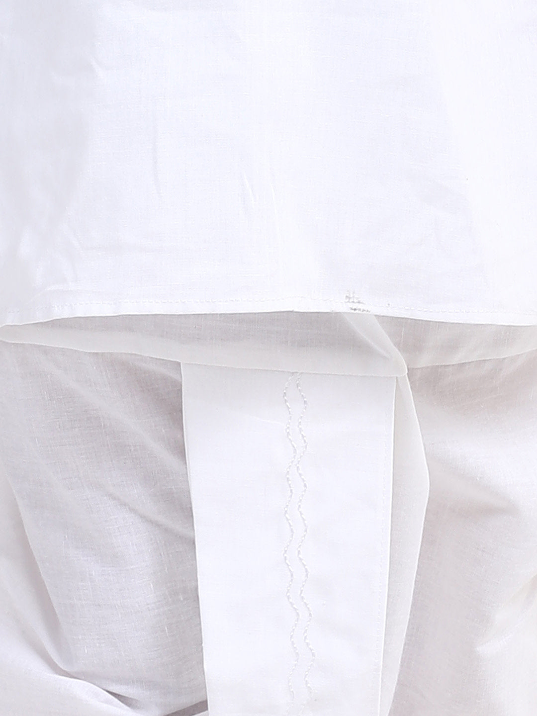 BownBee Full Sleeves Placement Embroidered Kurta With Attached Jacket And Dhoti -White