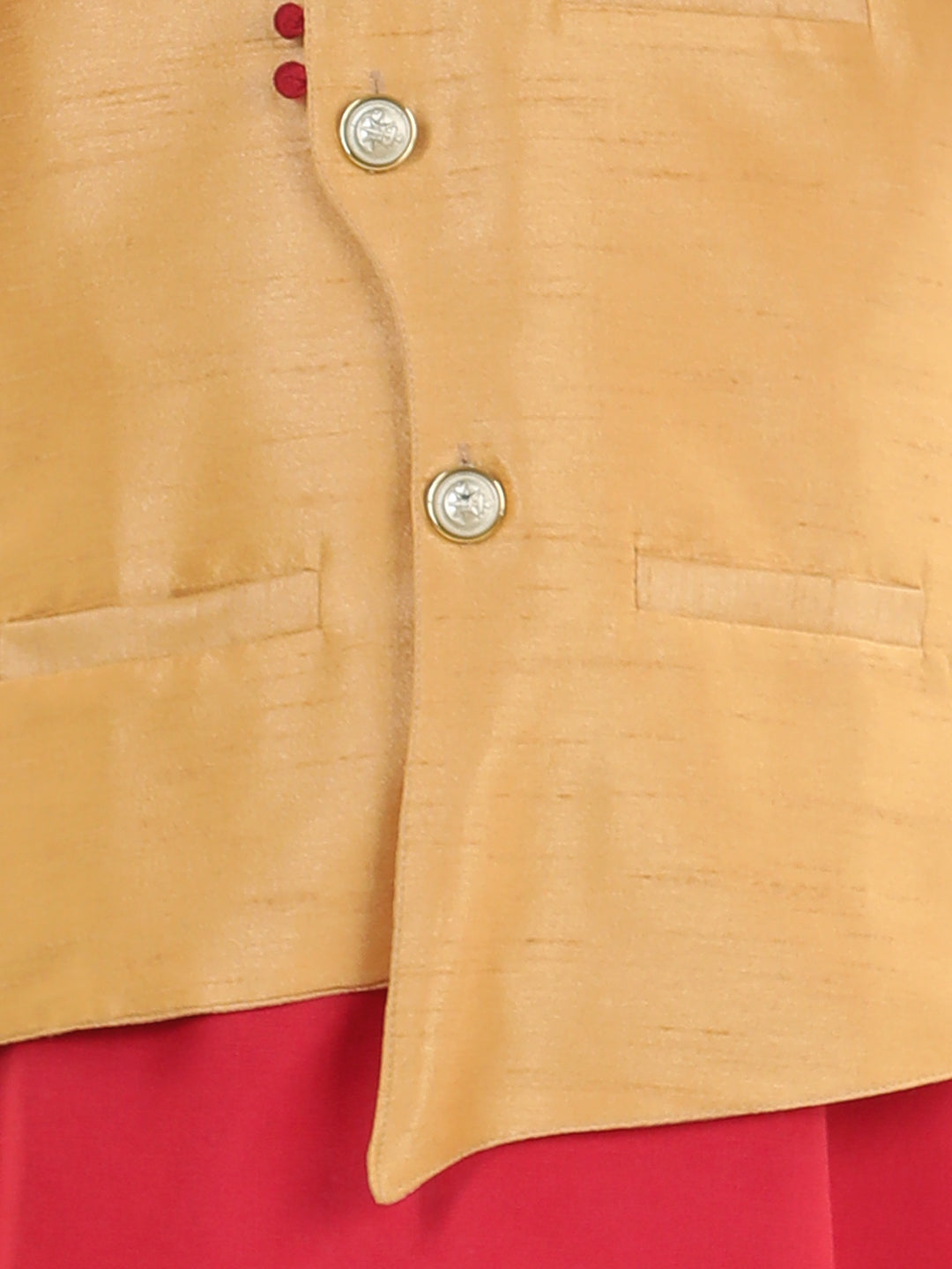 BownBee Sleeveless Solid Indo Ethnic Party Waistcoat Jacket - Beige