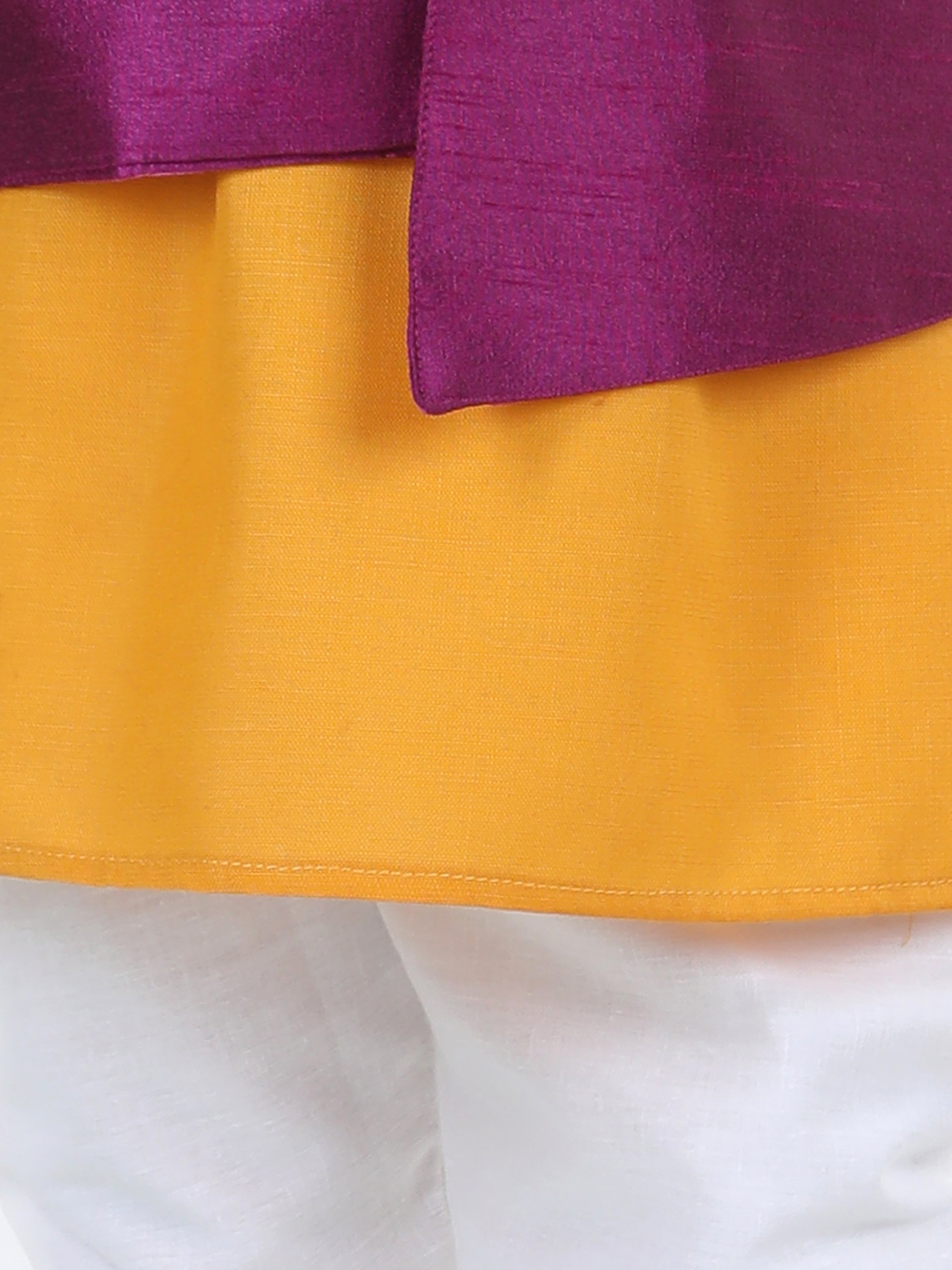 BownBee Sleeveless Solid Indo Ethnic Party Waistcoat Jacket - Purple
