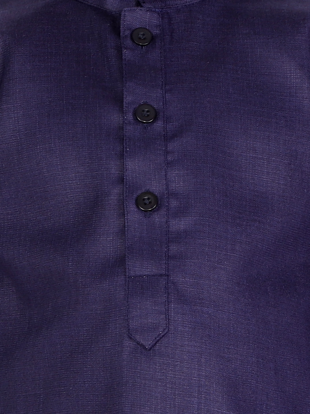 BownBee 100% Cotton Full Sleeves Front Button Closure Short Kurta - Blue