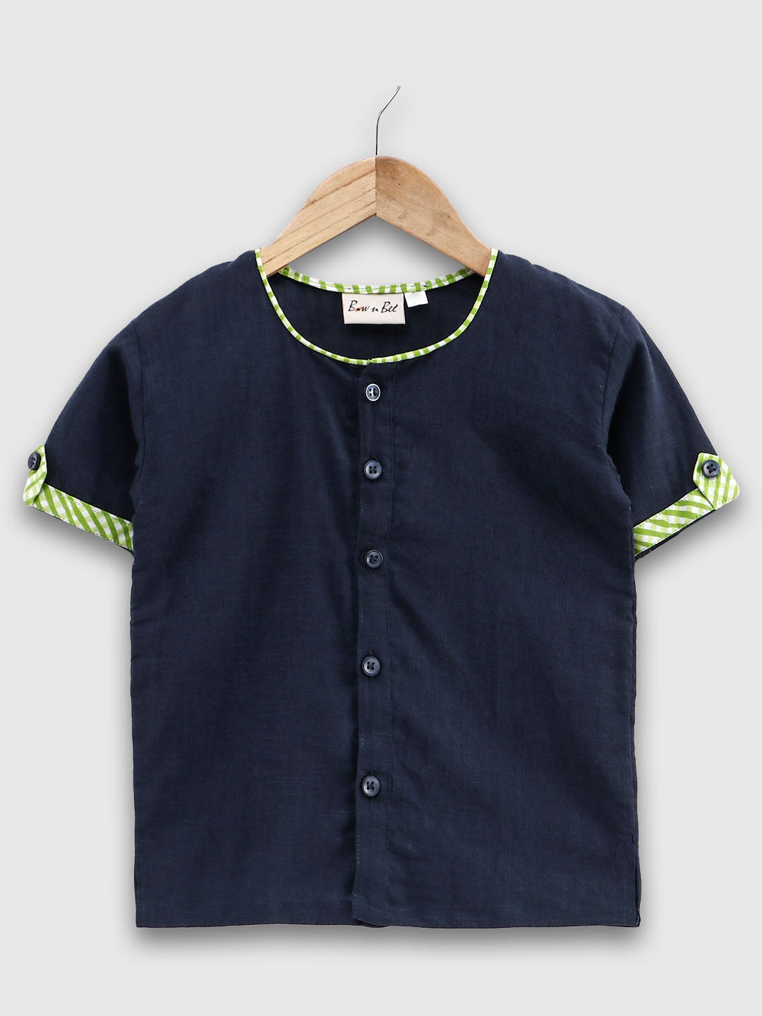 BownBee Cotton Half Sleeve Shirt For Baby Boys- Blue