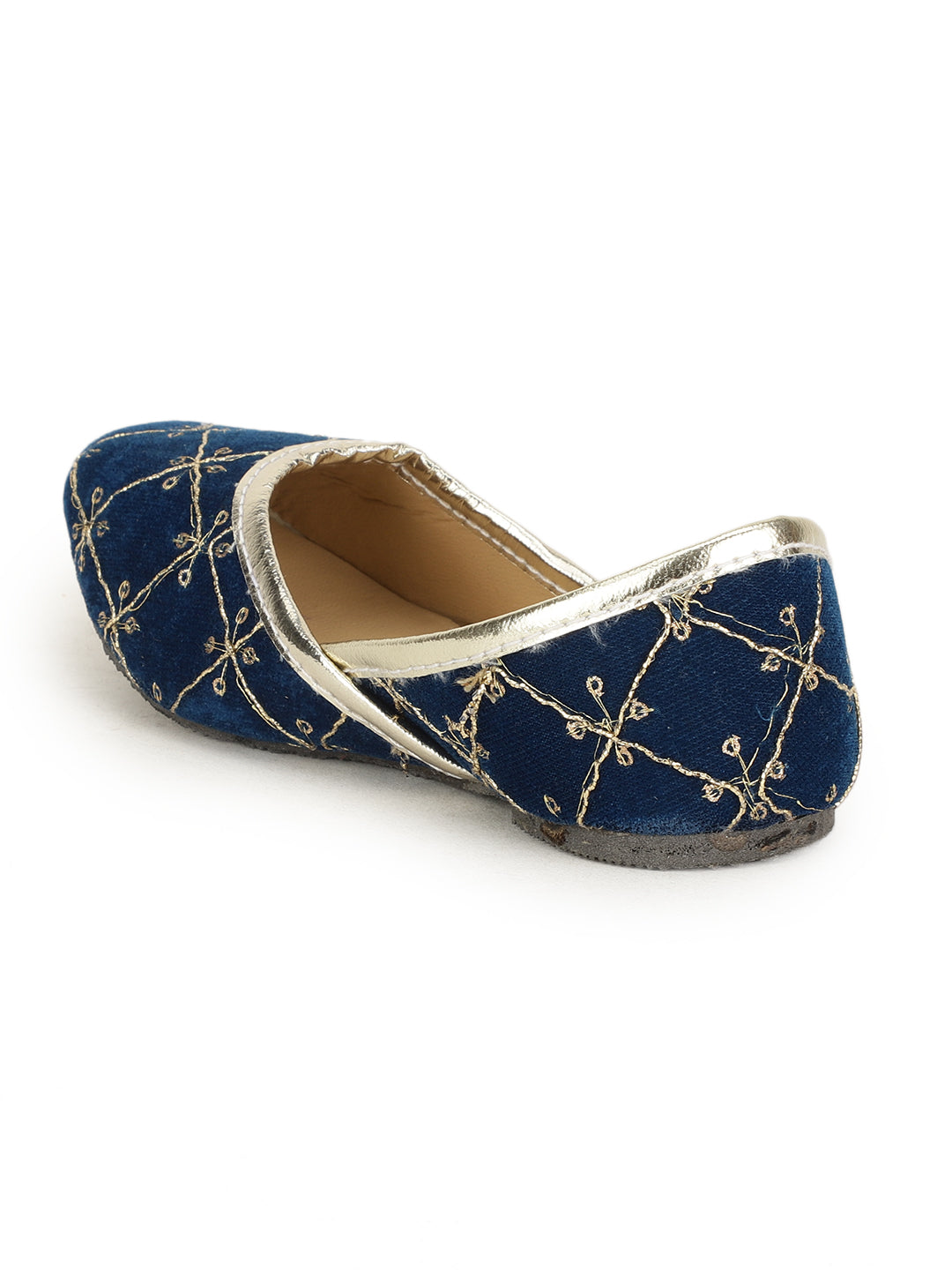 BownBee Embroidered Ethnic Juttis - Blue