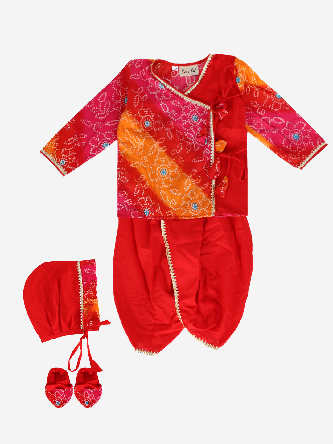 BownBee Pure Cotton Full Sleeve Jamna Set For Boys - Red