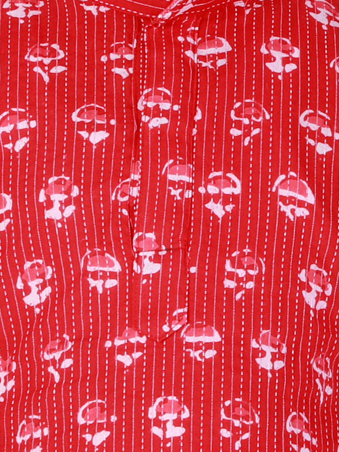 BownBee Full Sleeves Block Print Kurta - Red