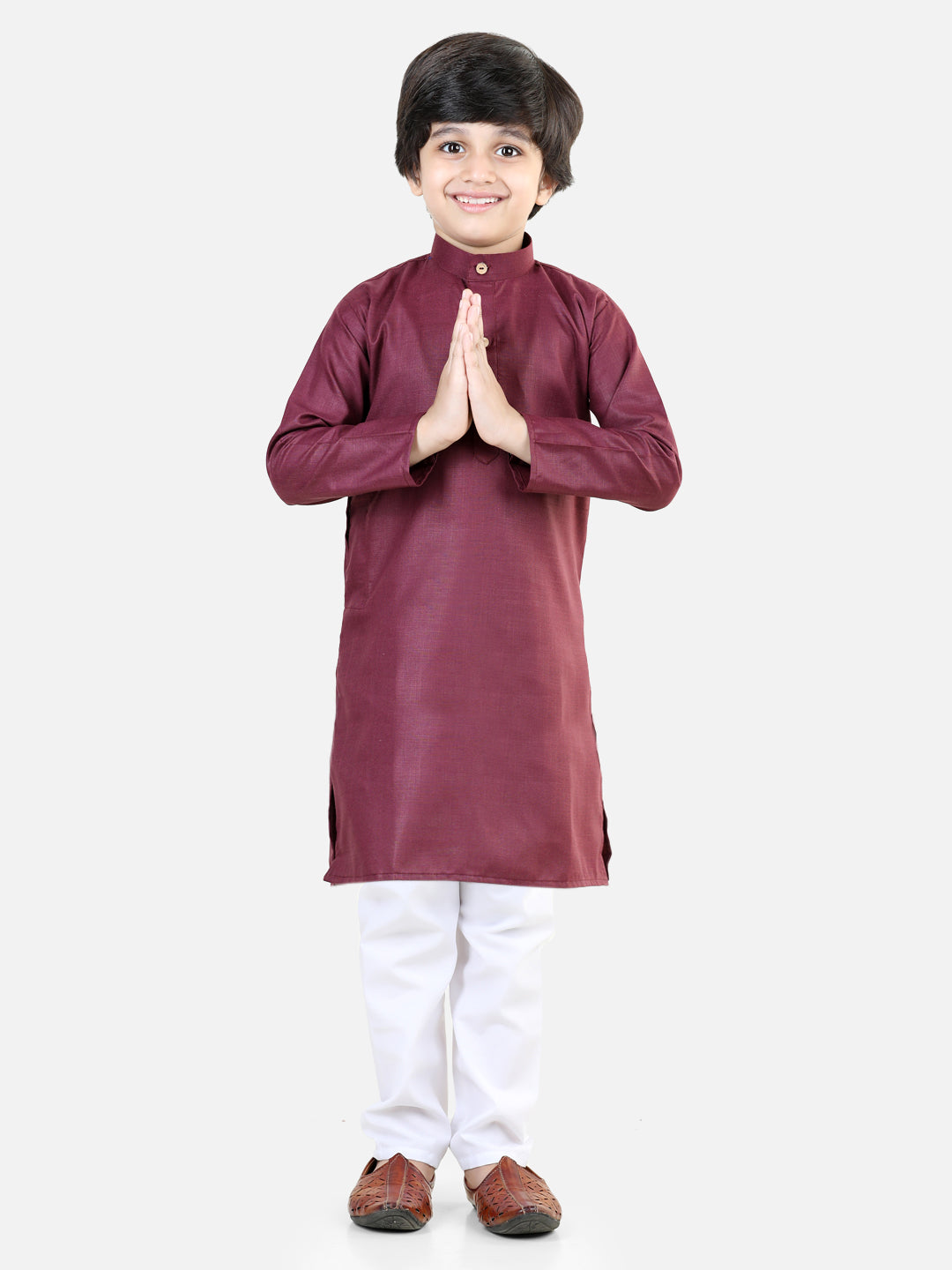 BownBee Cotton Full Sleeve Cotton Kurta Pajama for Boys- Purple