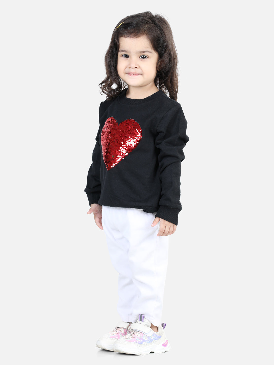 BownBee Full Sleeve Sweatshirt for Girls- Black