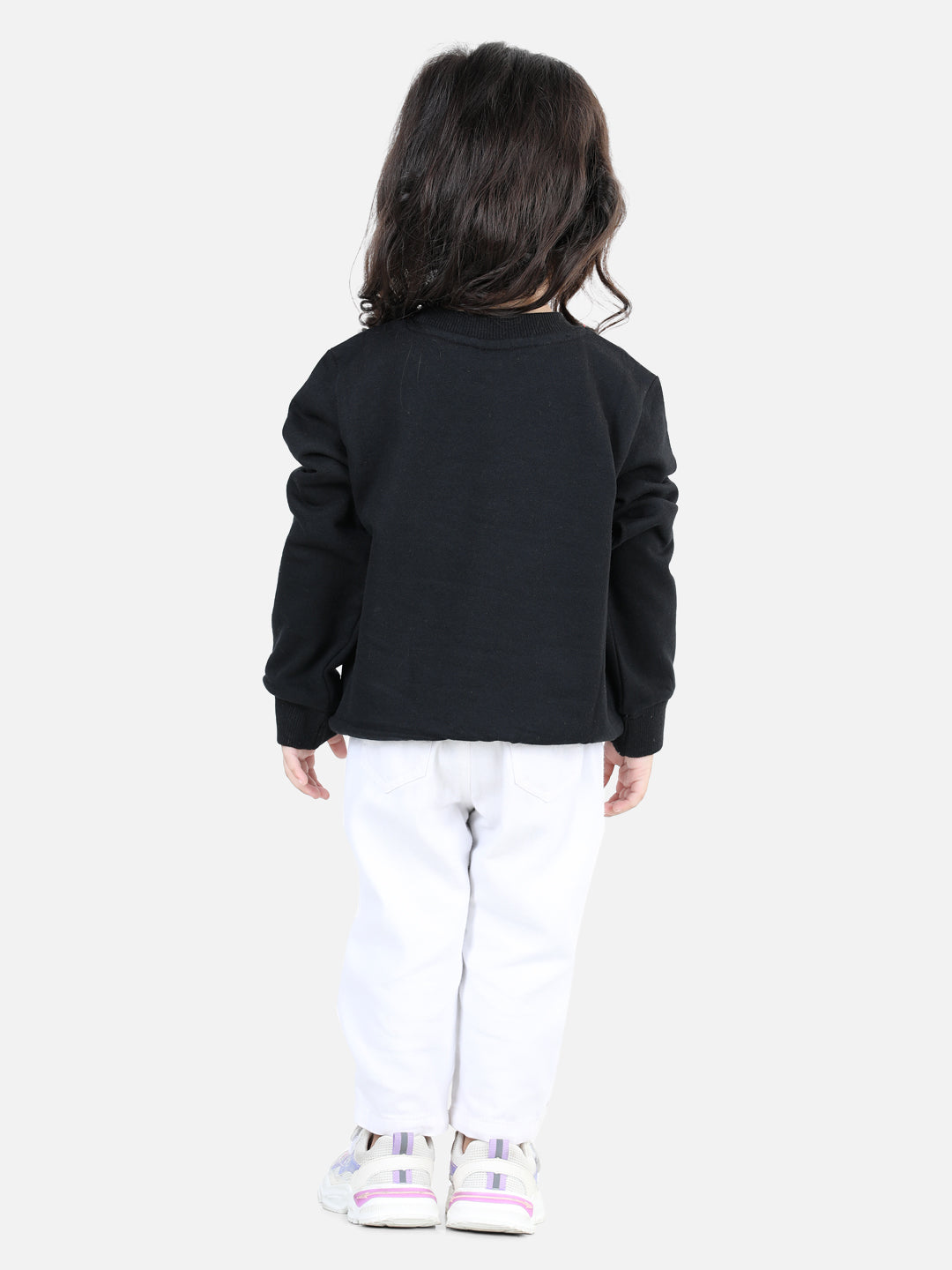 BownBee Full Sleeve Sweatshirt for Girls- Black