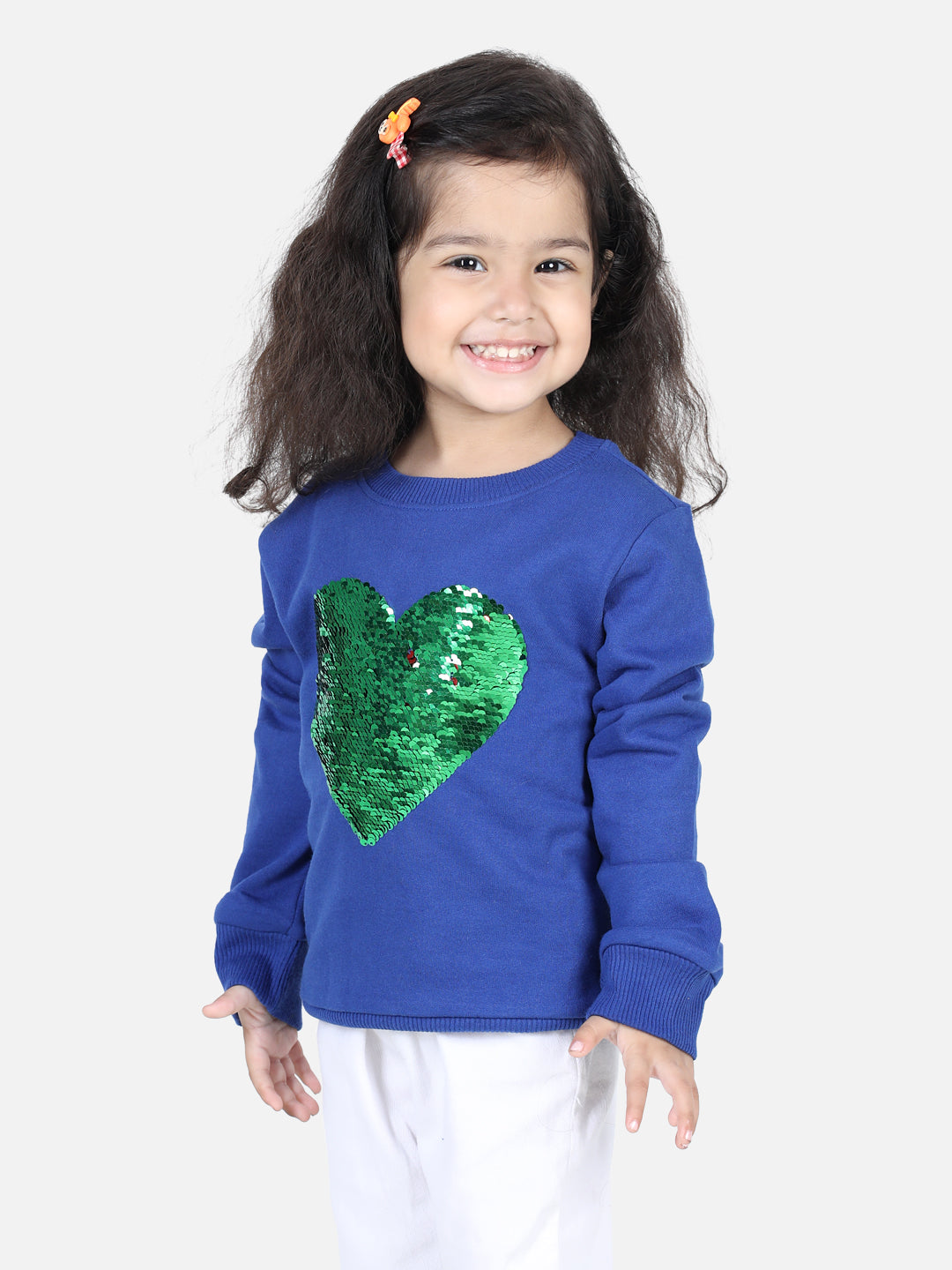 BownBee Full Sleeve Sweatshirt for Girls- Blue
