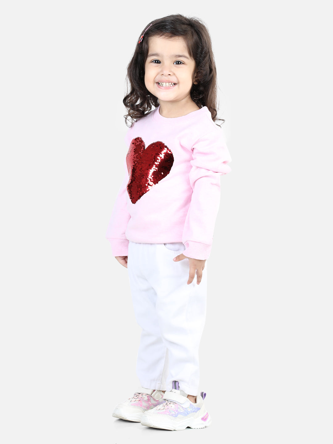 BownBee Full Sleeve Sweatshirt for Girls- Pink