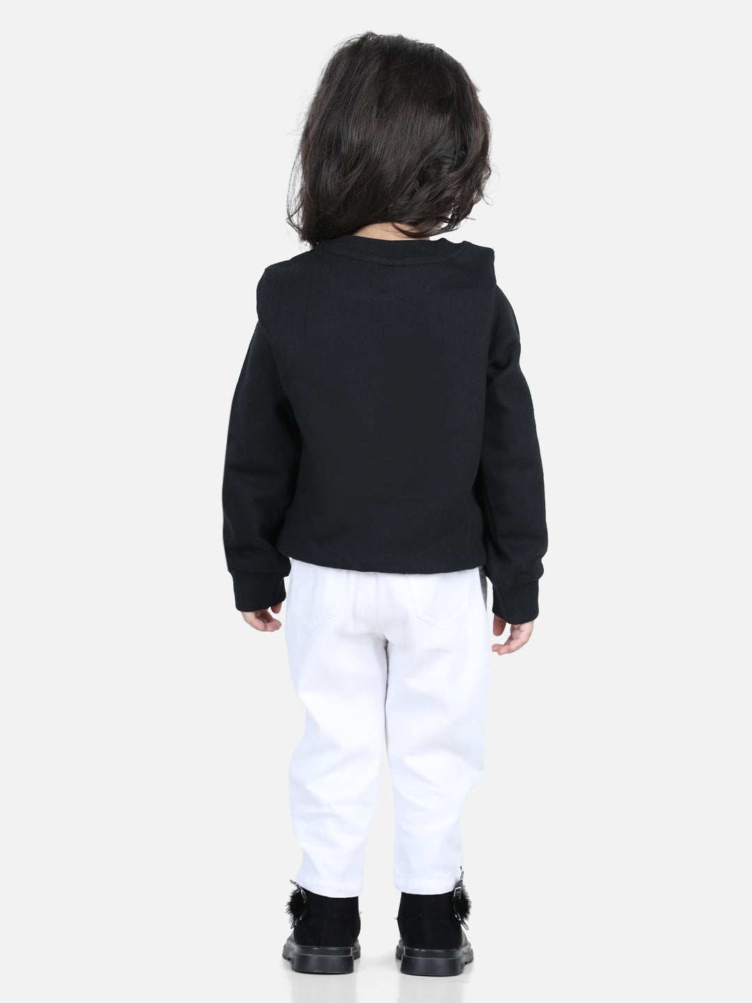 BownBee Full Sleeve Sweatshirt for Girls- Black